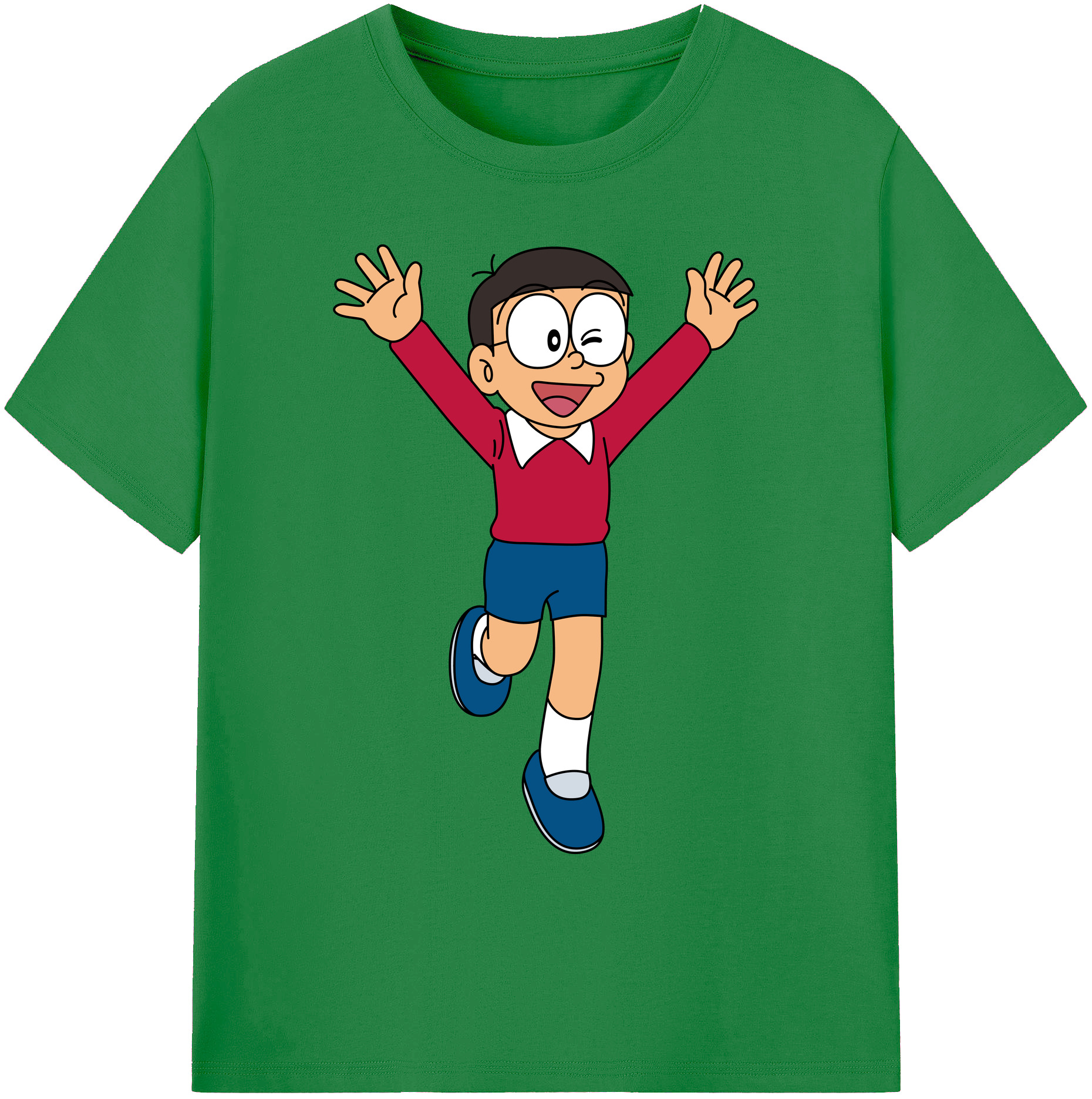 （画像用） ドラえもん 野比 のび太 Doraemon Nobita Nobi 綿100％ メンズ半袖Tシャツ｜肌触りやわらか＆通気性