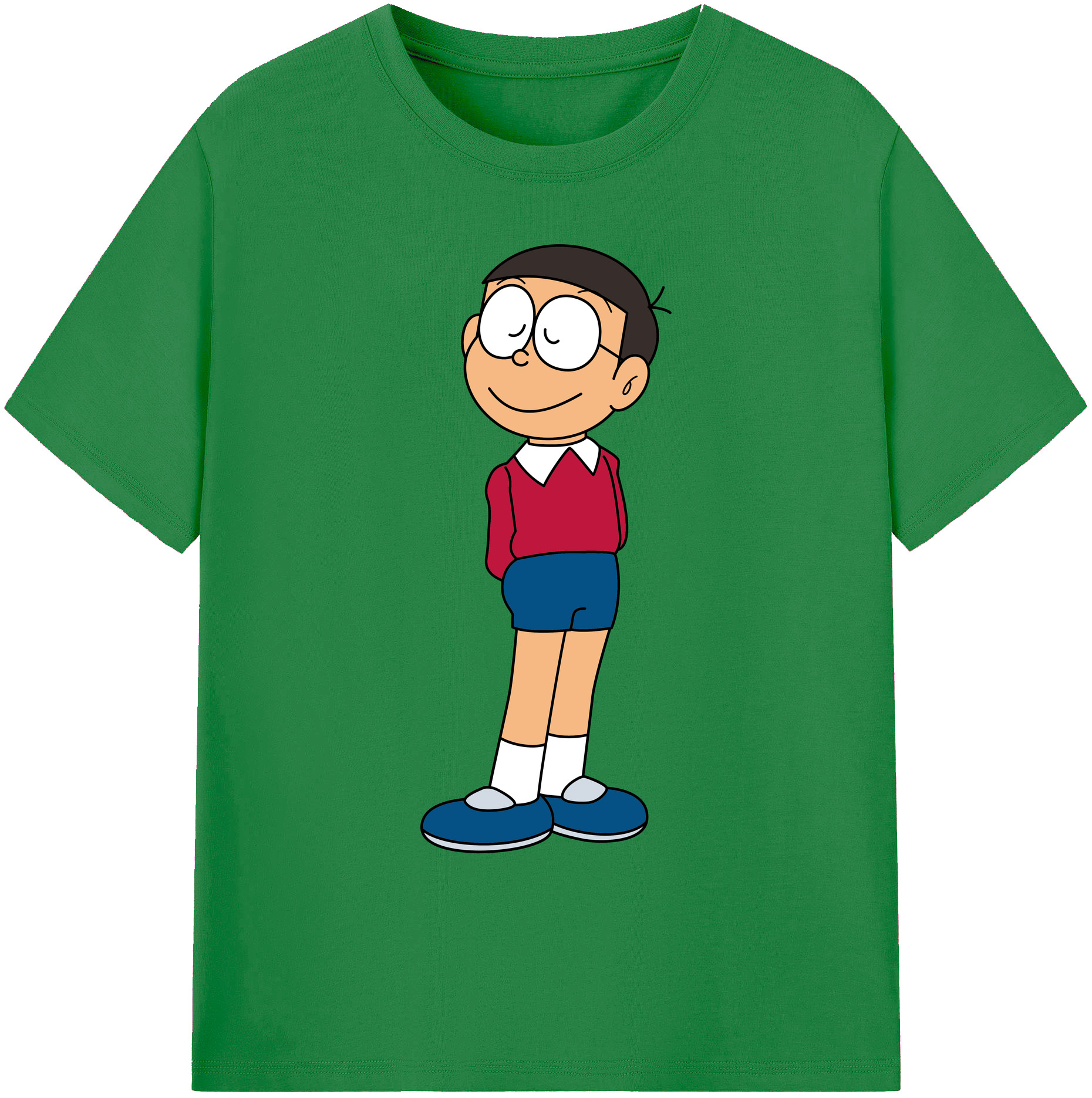 （画像用） ドラえもん 野比 のび太 Doraemon Nobita Nobi 綿100％ メンズ半袖Tシャツ｜肌触りやわらか＆通気性