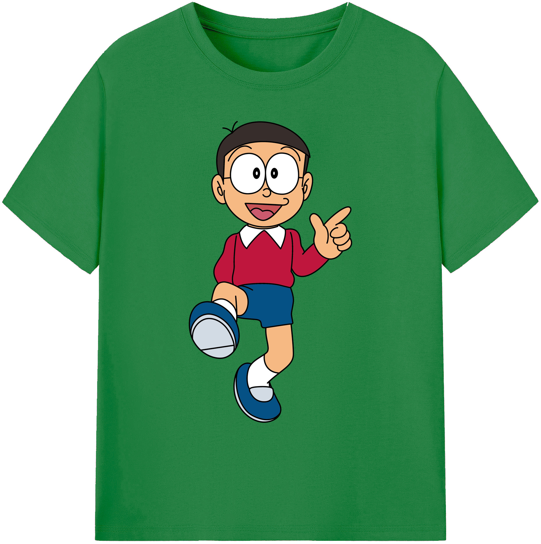 （画像用） ドラえもん 野比 のび太 Doraemon Nobita Nobi 綿100％ メンズ半袖Tシャツ｜肌触りやわらか＆通気性