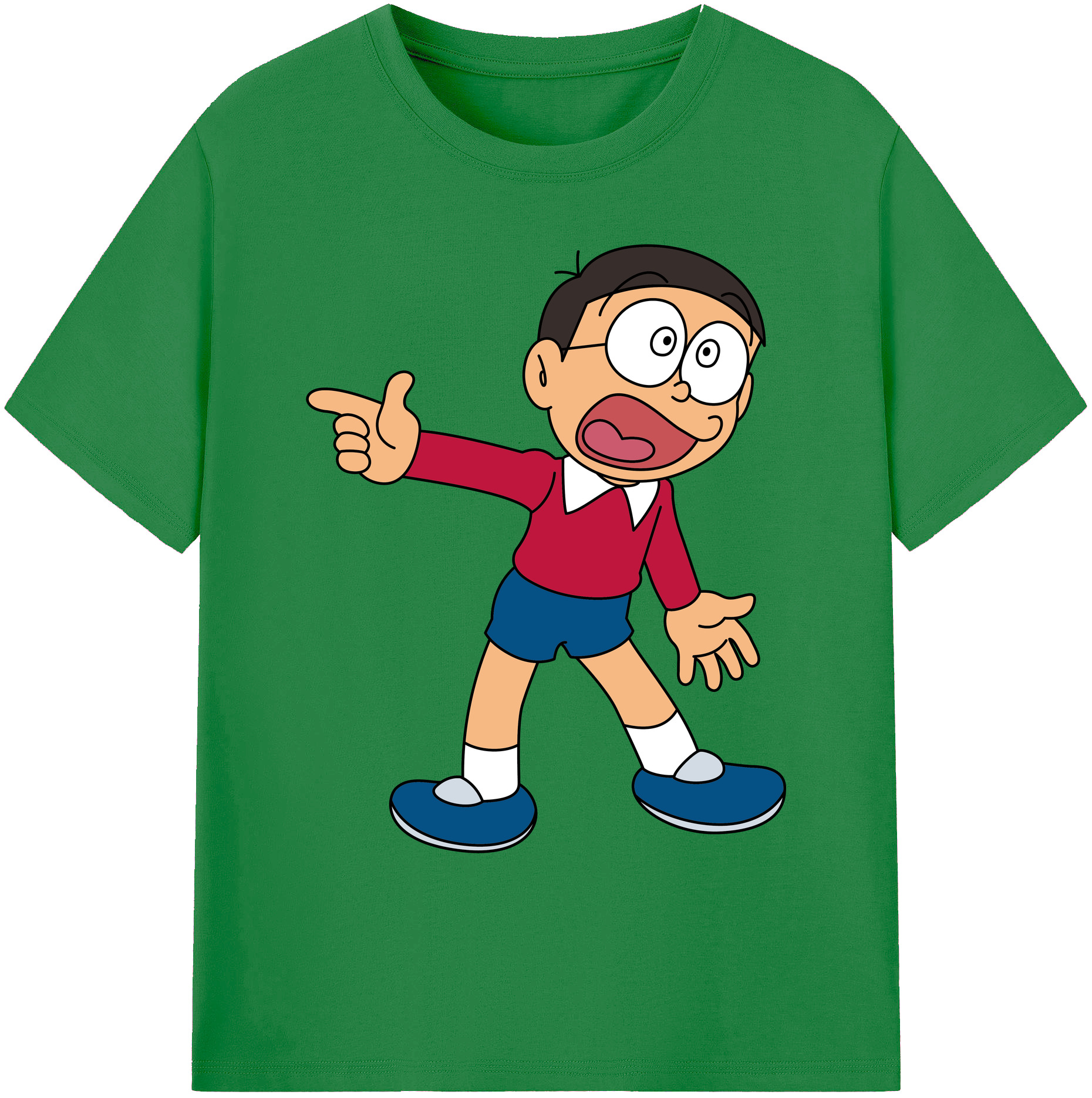 （画像用） ドラえもん 野比 のび太 Doraemon Nobita Nobi 綿100％ メンズ半袖Tシャツ｜肌触りやわらか＆通気性