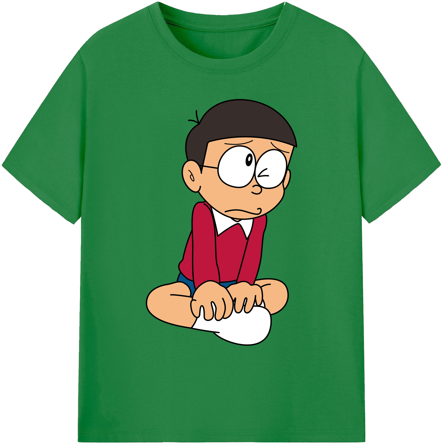 （画像用） ドラえもん 野比 のび太 Doraemon Nobita Nobi 綿100％ メンズ半袖Tシャツ｜肌触りやわらか＆通気性