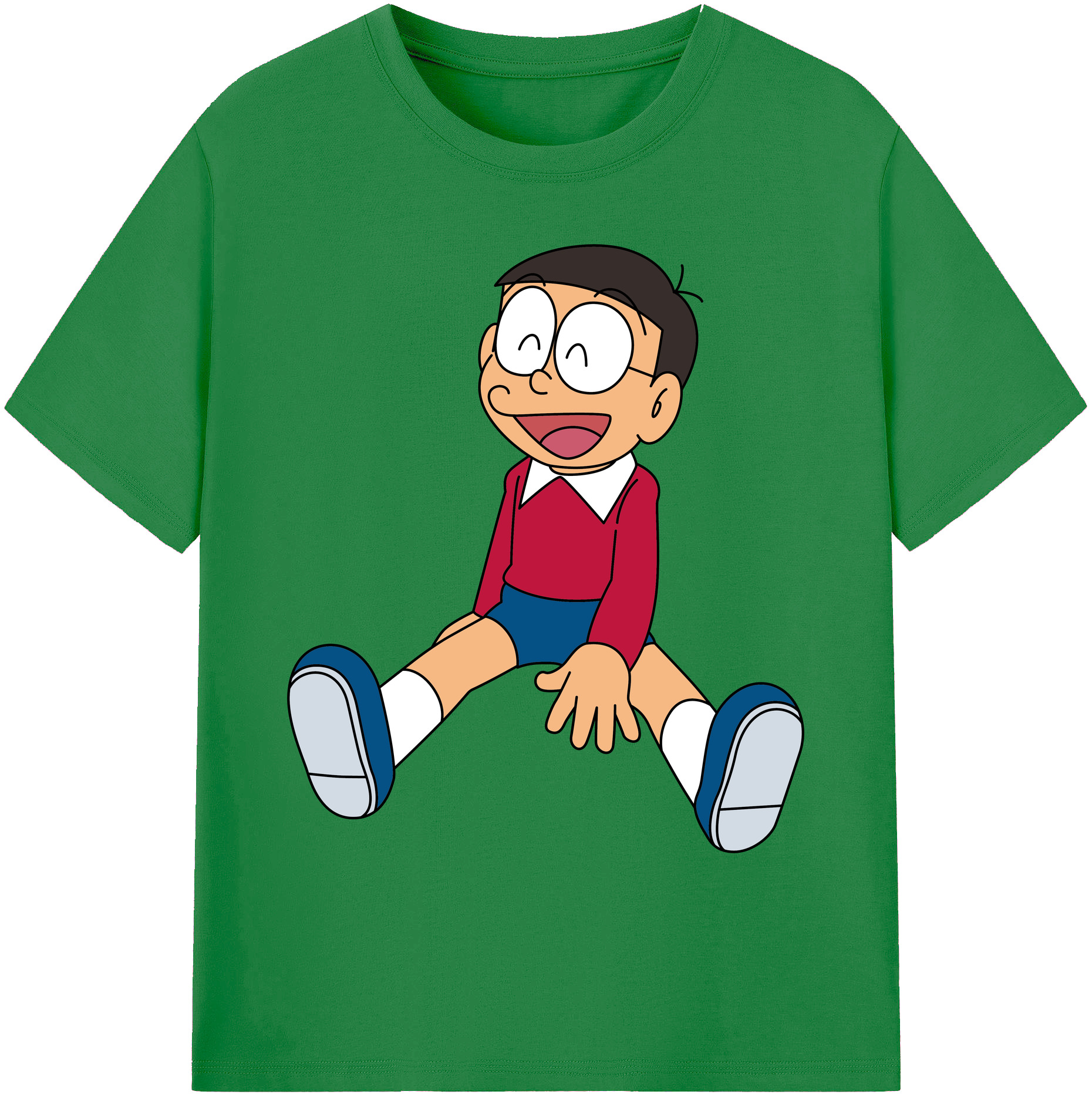 （画像用） ドラえもん 野比 のび太 Doraemon Nobita Nobi 綿100％ メンズ半袖Tシャツ｜肌触りやわらか＆通気性