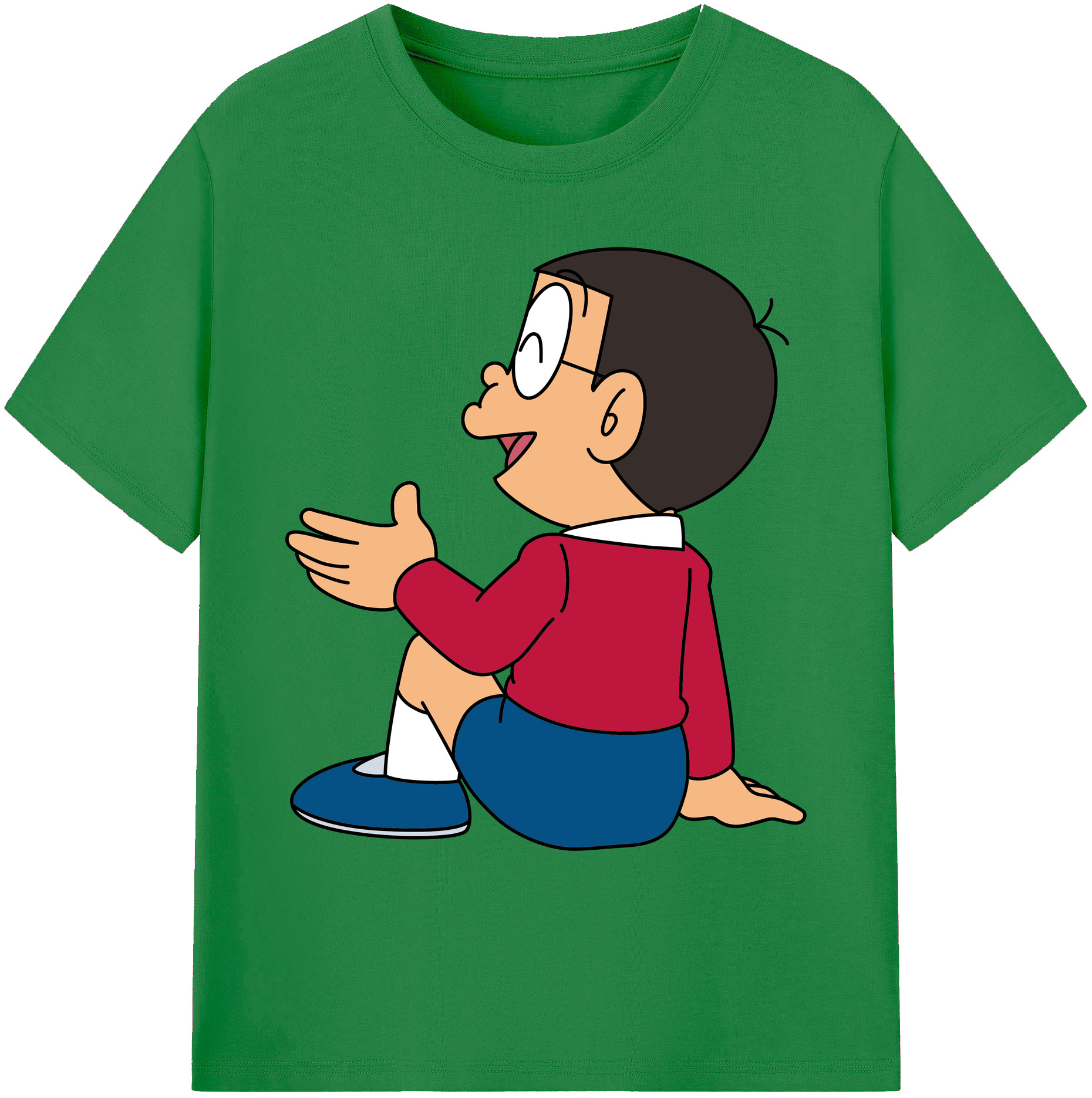 （画像用） ドラえもん 野比 のび太 Doraemon Nobita Nobi 綿100％ メンズ半袖Tシャツ｜肌触りやわらか＆通気性
