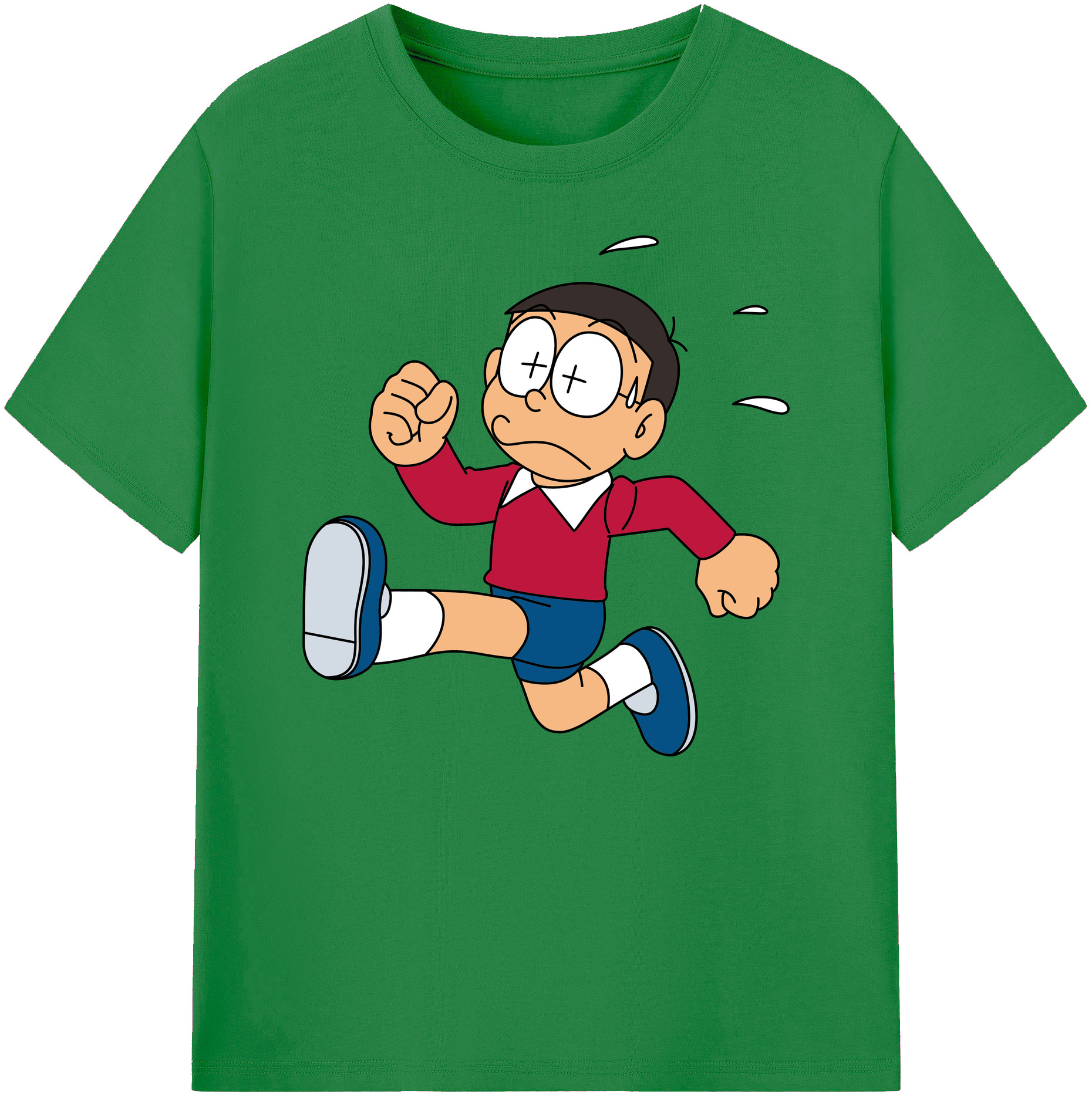 （画像用） ドラえもん 野比 のび太 Doraemon Nobita Nobi 綿100％ メンズ半袖Tシャツ｜肌触りやわらか＆通気性