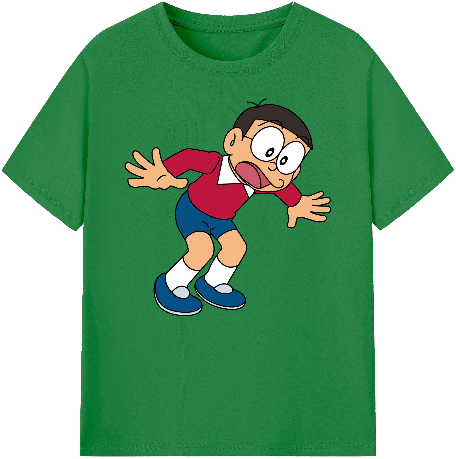 （画像用） ドラえもん 野比 のび太 Doraemon Nobita Nobi 綿100％ メンズ半袖Tシャツ｜肌触りやわらか＆通気性