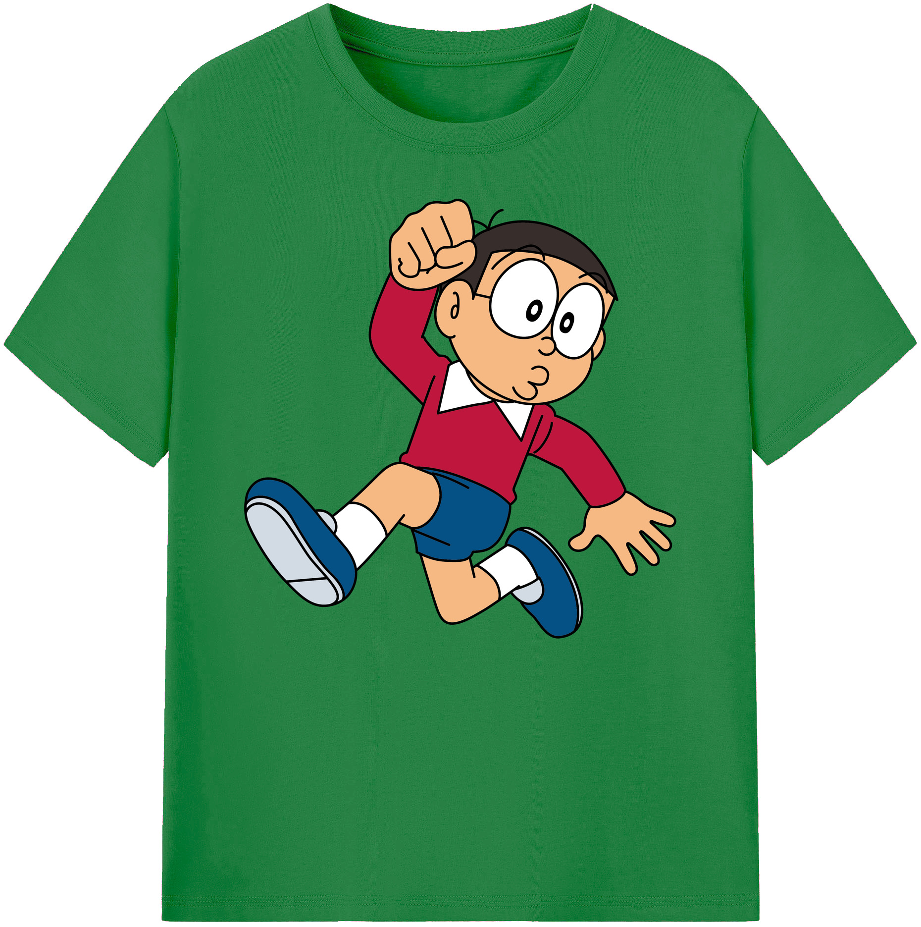 （画像用） ドラえもん 野比 のび太 Doraemon Nobita Nobi 綿100％ メンズ半袖Tシャツ｜肌触りやわらか＆通気性