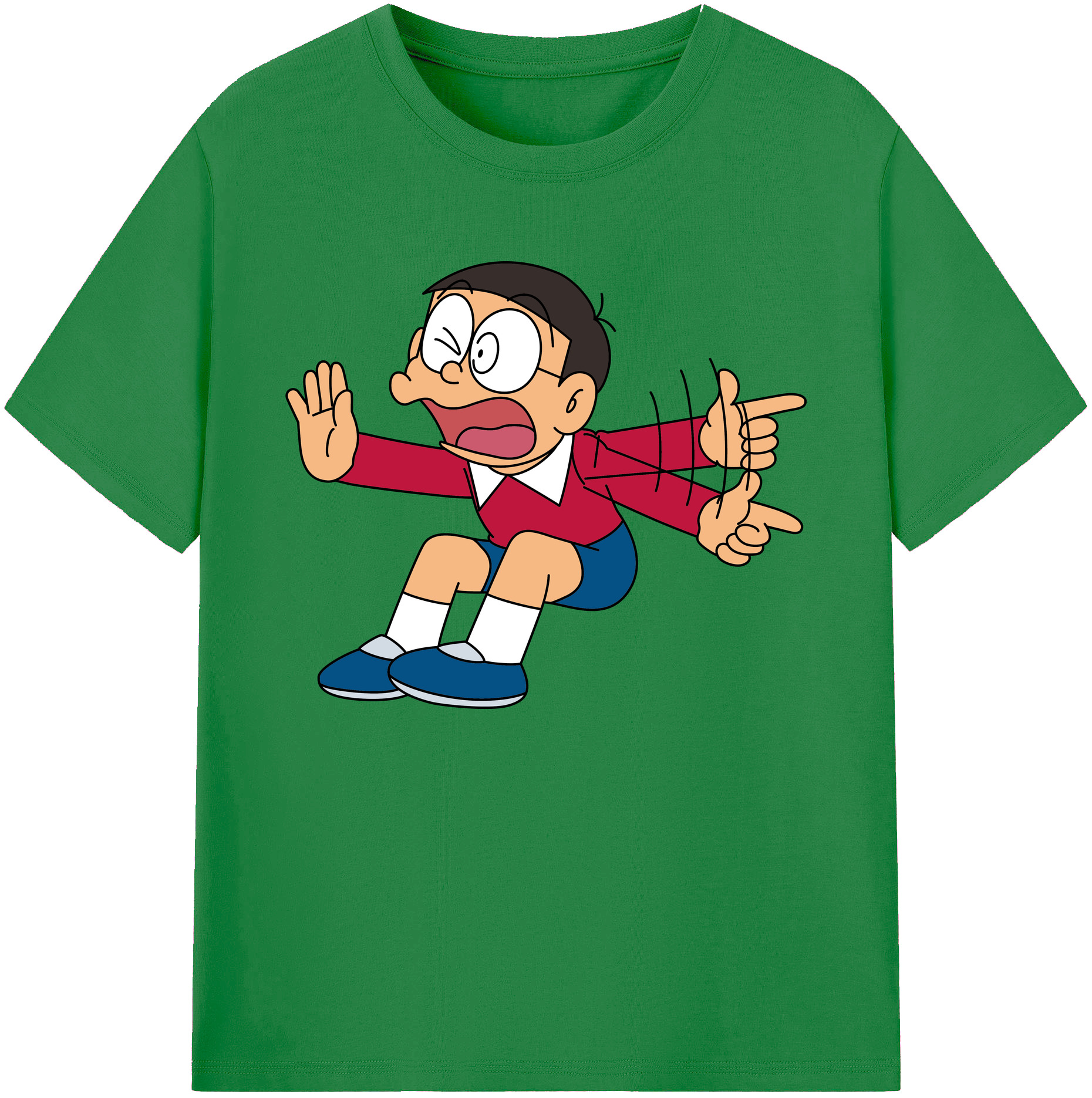 （画像用） ドラえもん 野比 のび太 Doraemon Nobita Nobi 綿100％ メンズ半袖Tシャツ｜肌触りやわらか＆通気性