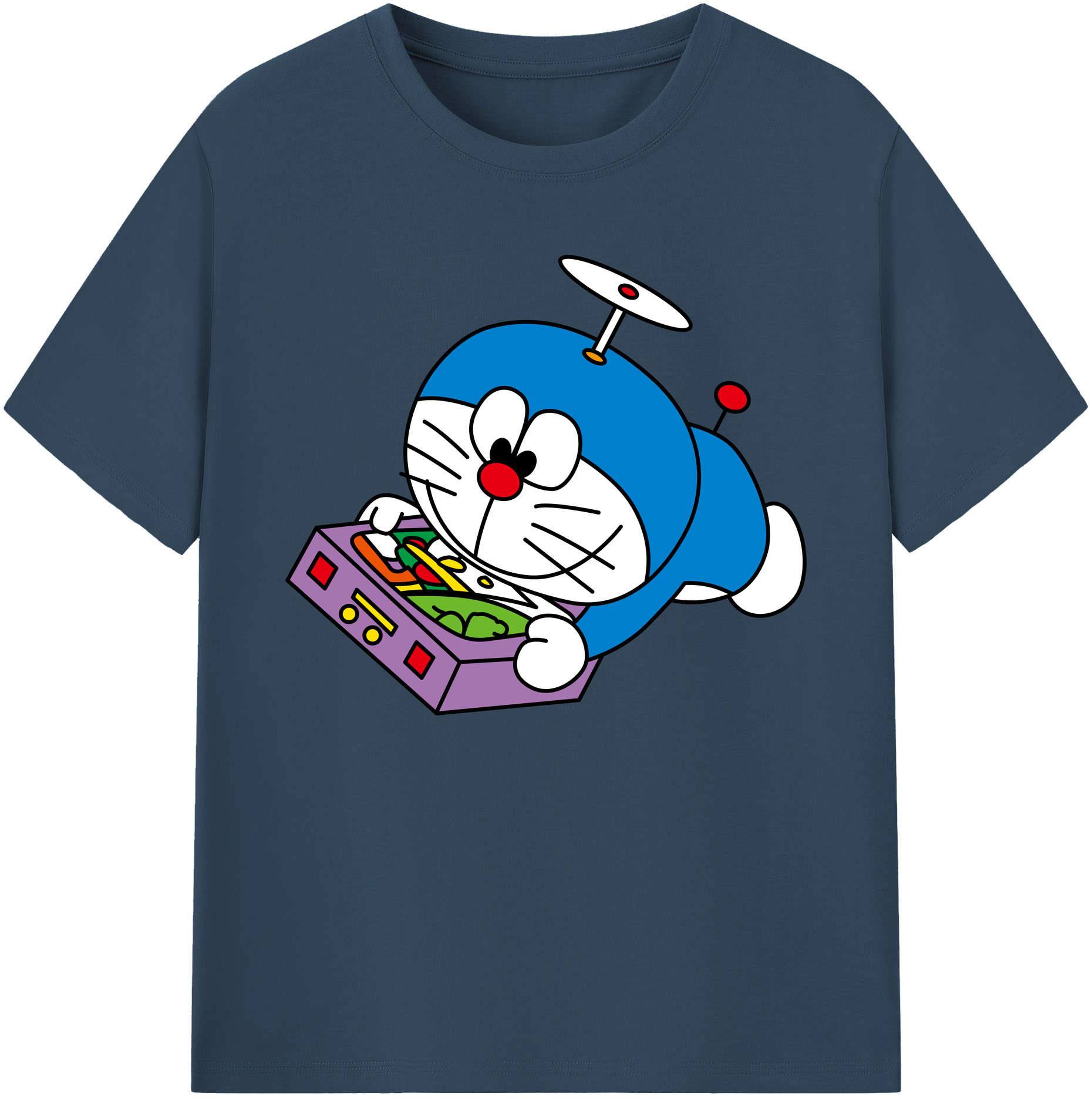 （画像用） ドラえもん Doraemon 綿100％ メンズ半袖Tシャツ｜肌触りやわらか＆通気性