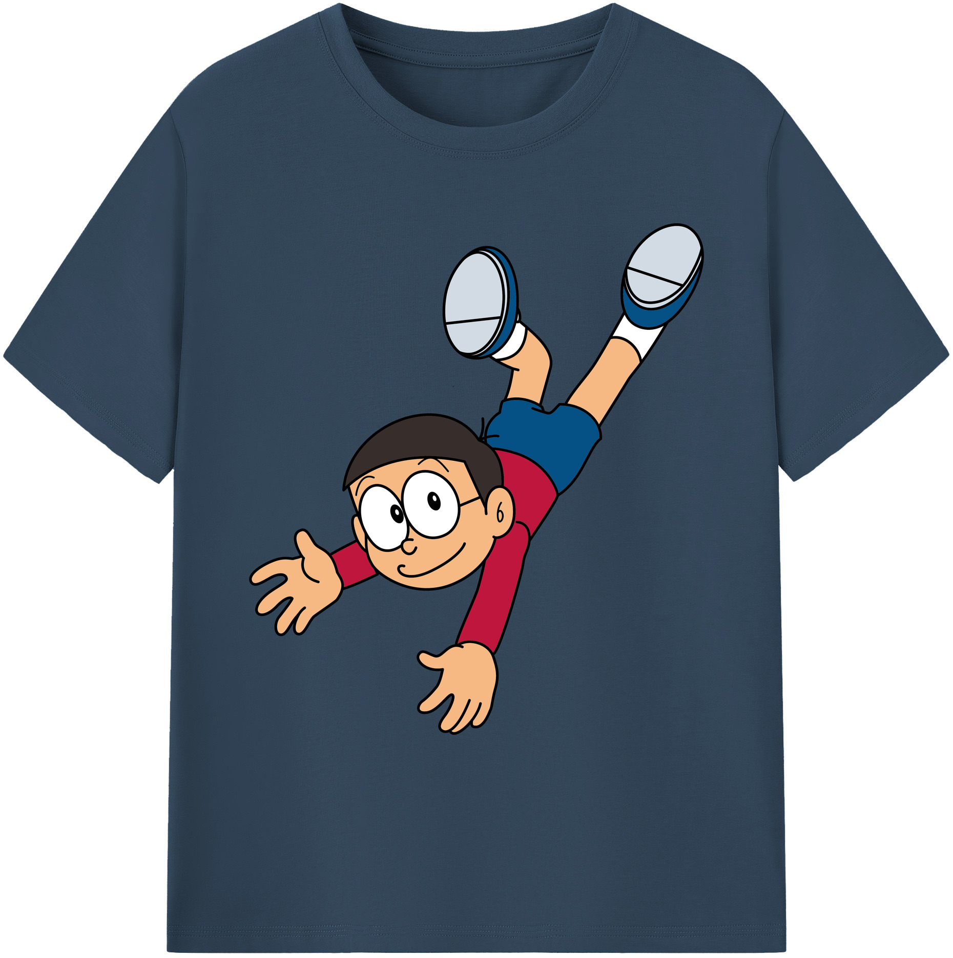 （画像用） ドラえもん 野比 のび太 Doraemon Nobita Nobi 綿100％ メンズ半袖Tシャツ｜肌触りやわらか＆通気性