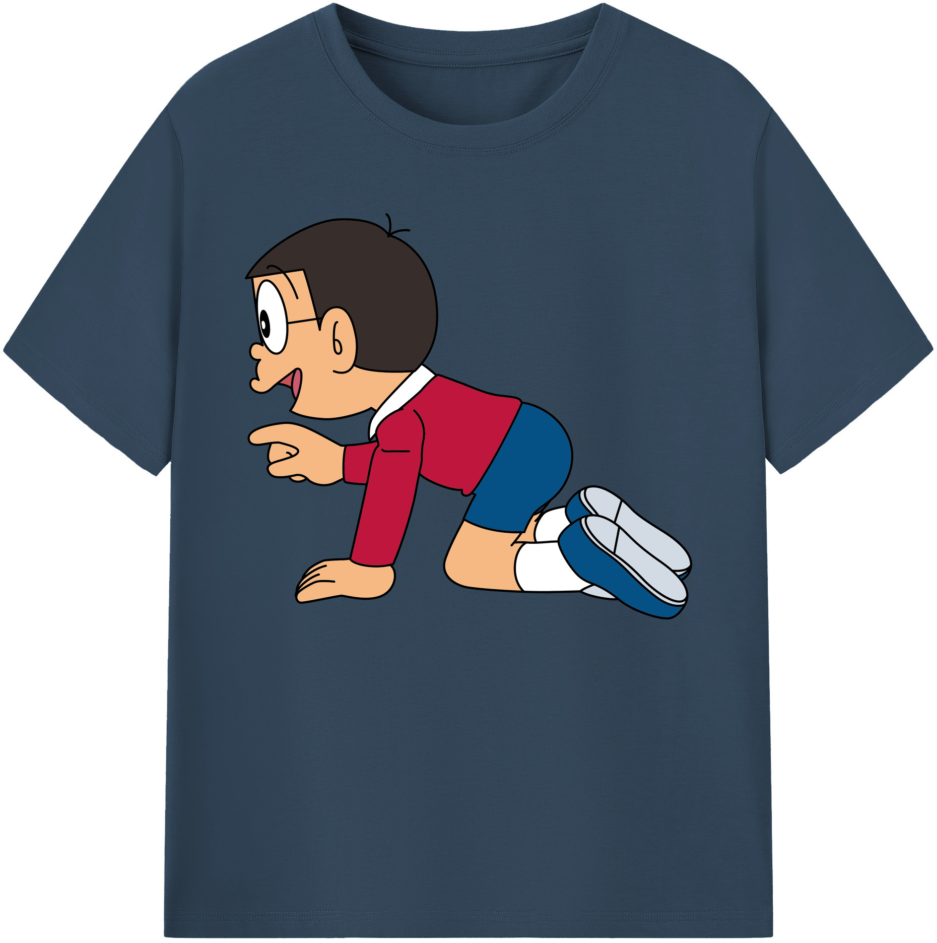 （画像用） ドラえもん 野比 のび太 Doraemon Nobita Nobi 綿100％ メンズ半袖Tシャツ｜肌触りやわらか＆通気性