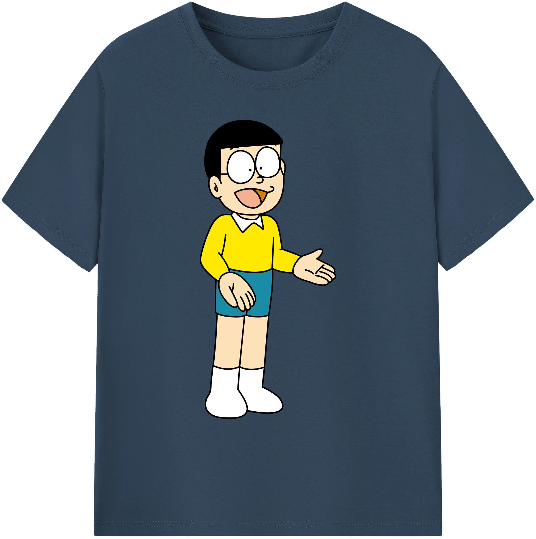 （画像用） ドラえもん 野比 のび太 Doraemon Nobita Nobi 綿100％ メンズ半袖Tシャツ｜肌触りやわらか＆通気性