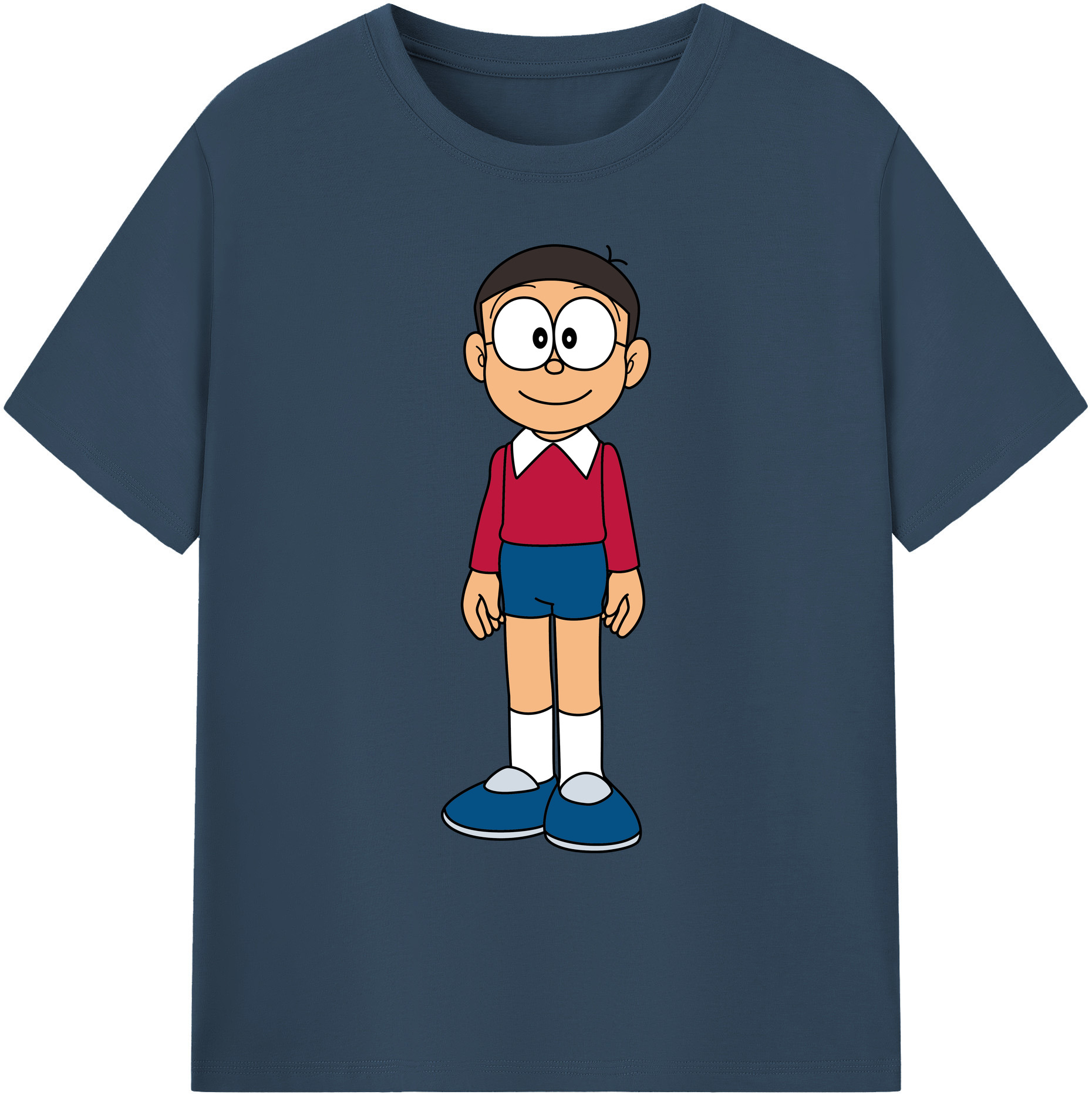 （画像用） ドラえもん 野比 のび太 Doraemon Nobita Nobi 綿100％ メンズ半袖Tシャツ｜肌触りやわらか＆通気性