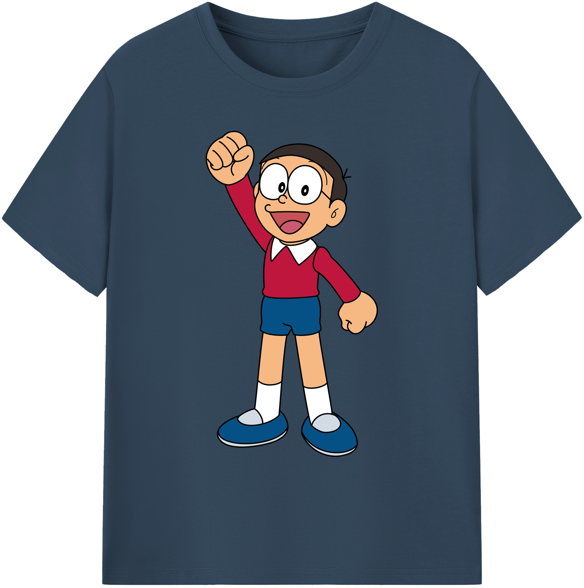 （画像用） ドラえもん 野比 のび太 Doraemon Nobita Nobi 綿100％ メンズ半袖Tシャツ｜肌触りやわらか＆通気性