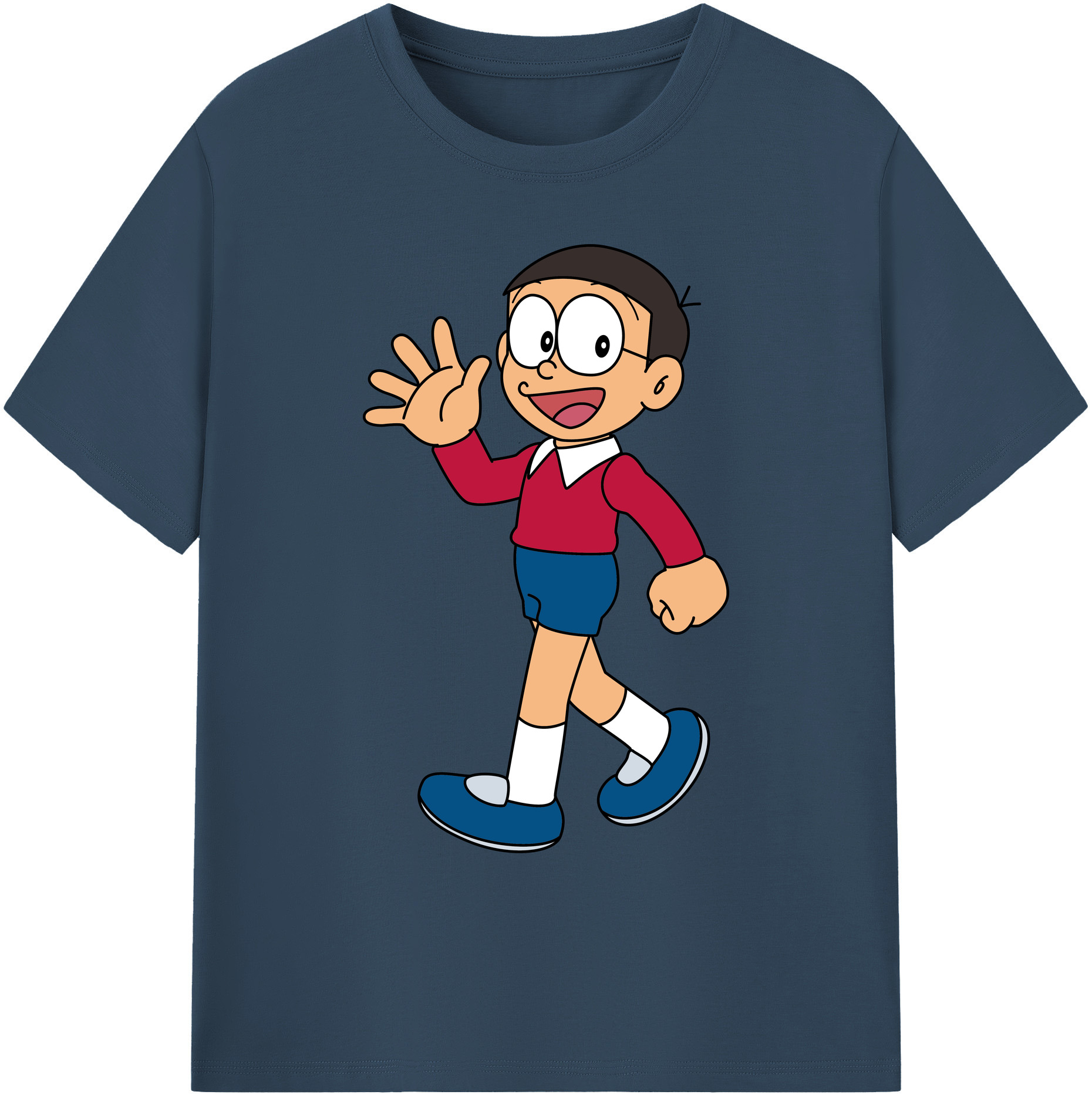 （画像用） ドラえもん 野比 のび太 Doraemon Nobita Nobi 綿100％ メンズ半袖Tシャツ｜肌触りやわらか＆通気性