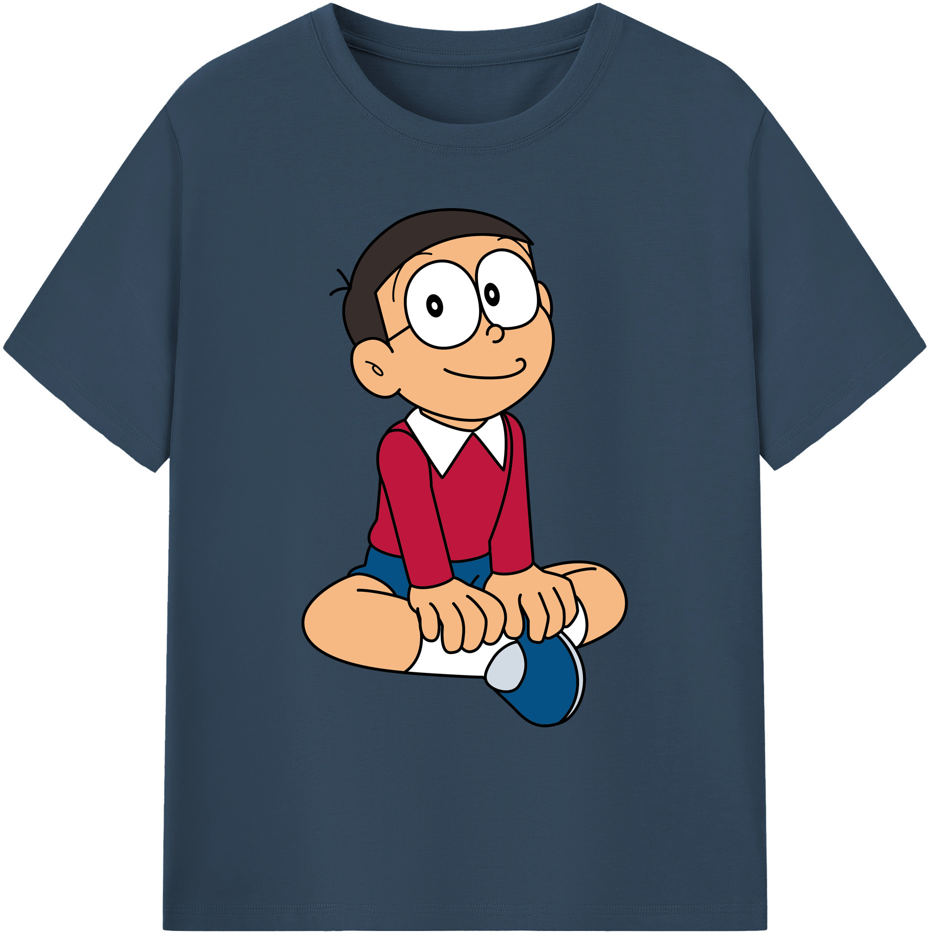（画像用） ドラえもん 野比 のび太 Doraemon Nobita Nobi 綿100％ メンズ半袖Tシャツ｜肌触りやわらか＆通気性