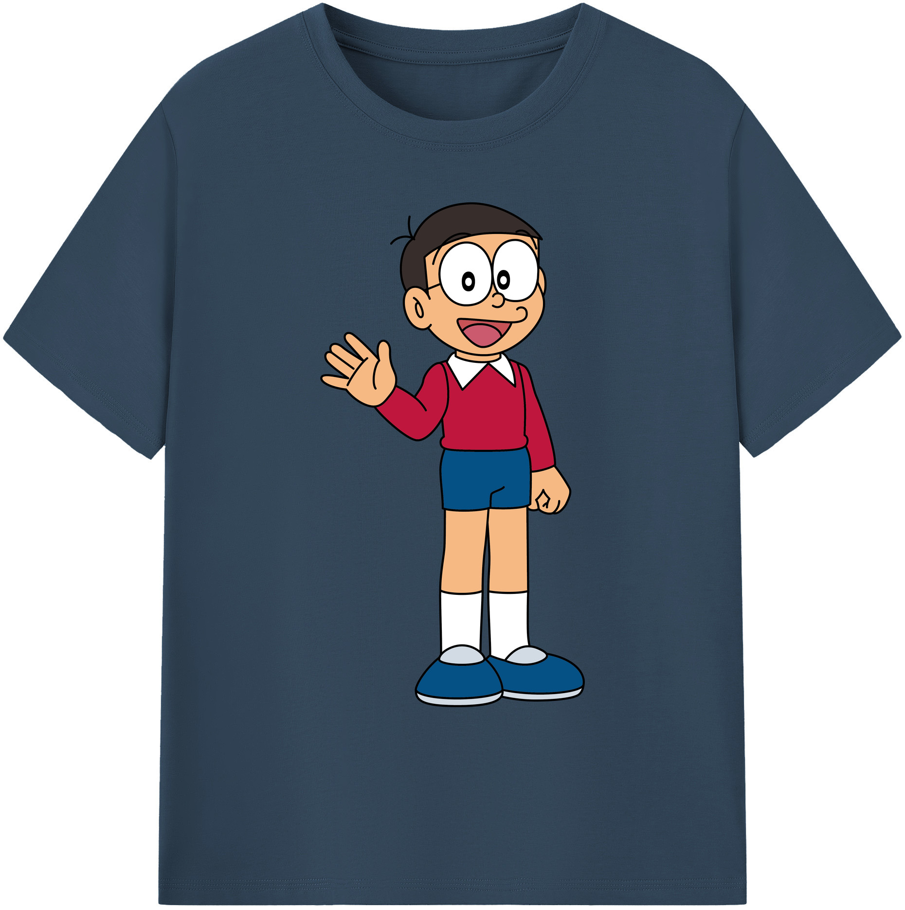 （画像用） ドラえもん 野比 のび太 Doraemon Nobita Nobi 綿100％ メンズ半袖Tシャツ｜肌触りやわらか＆通気性