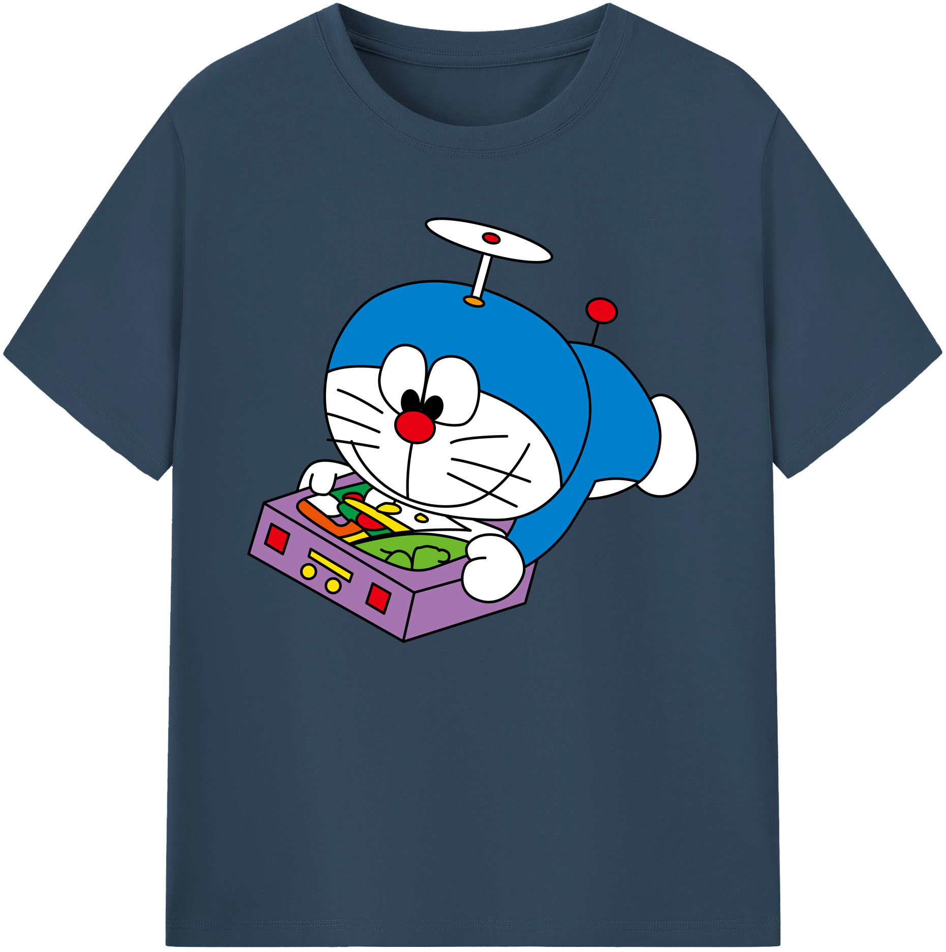 （画像用） ドラえもん Doraemon 綿100％ メンズ半袖Tシャツ｜肌触りやわらか＆通気性