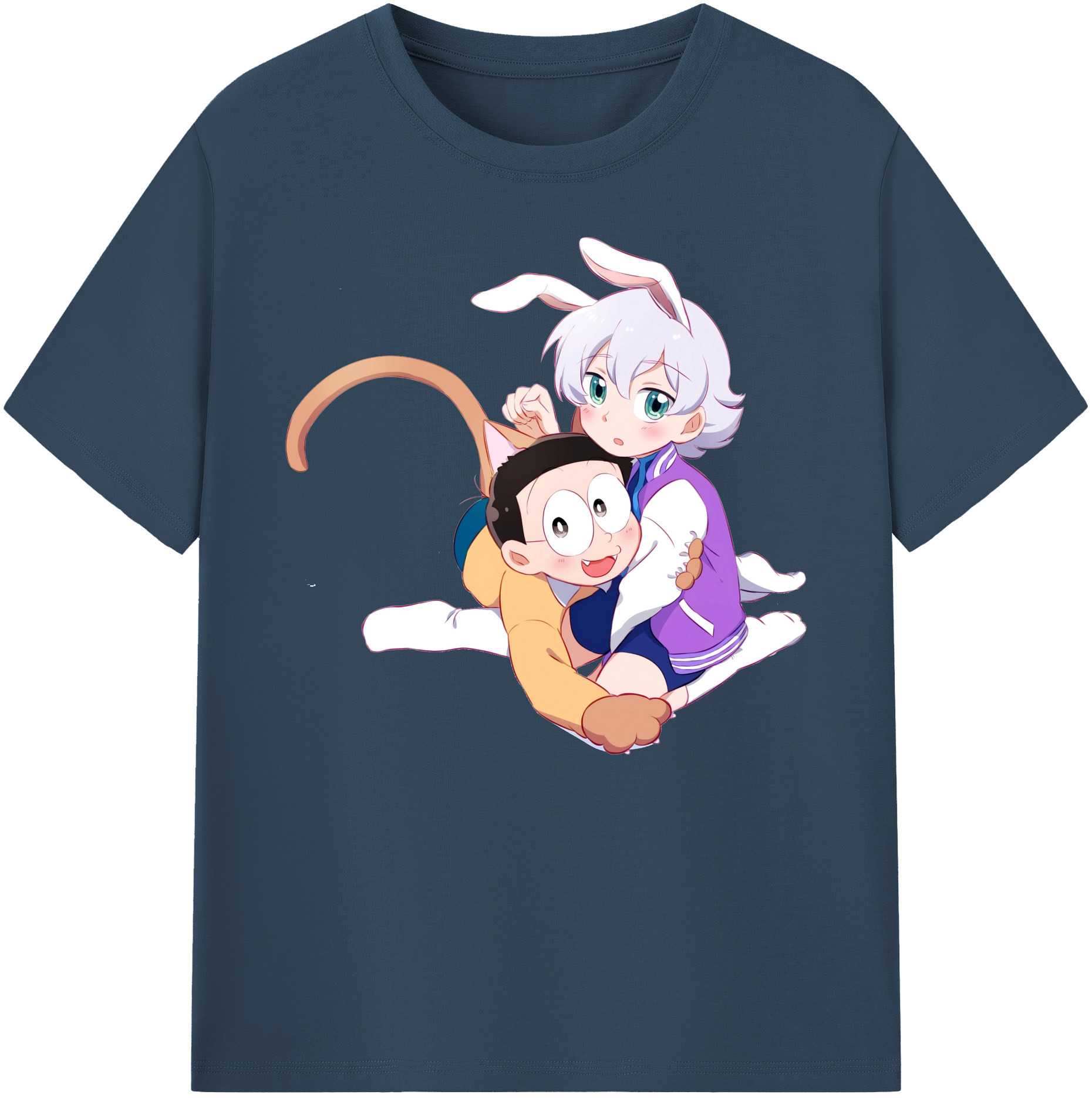 （画像用） ドラえもん 野比 のび太 Doraemon Nobita Nobi 綿100％ メンズ半袖Tシャツ｜肌触りやわらか＆通気性