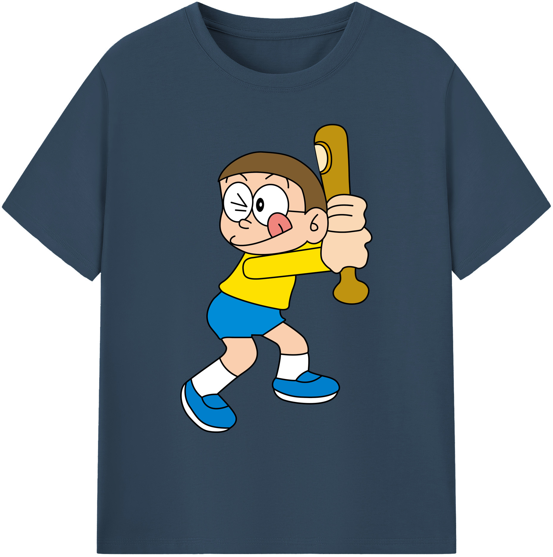 （画像用） ドラえもん 野比 のび太 Doraemon Nobita Nobi 綿100％ メンズ半袖Tシャツ｜肌触りやわらか＆通気性