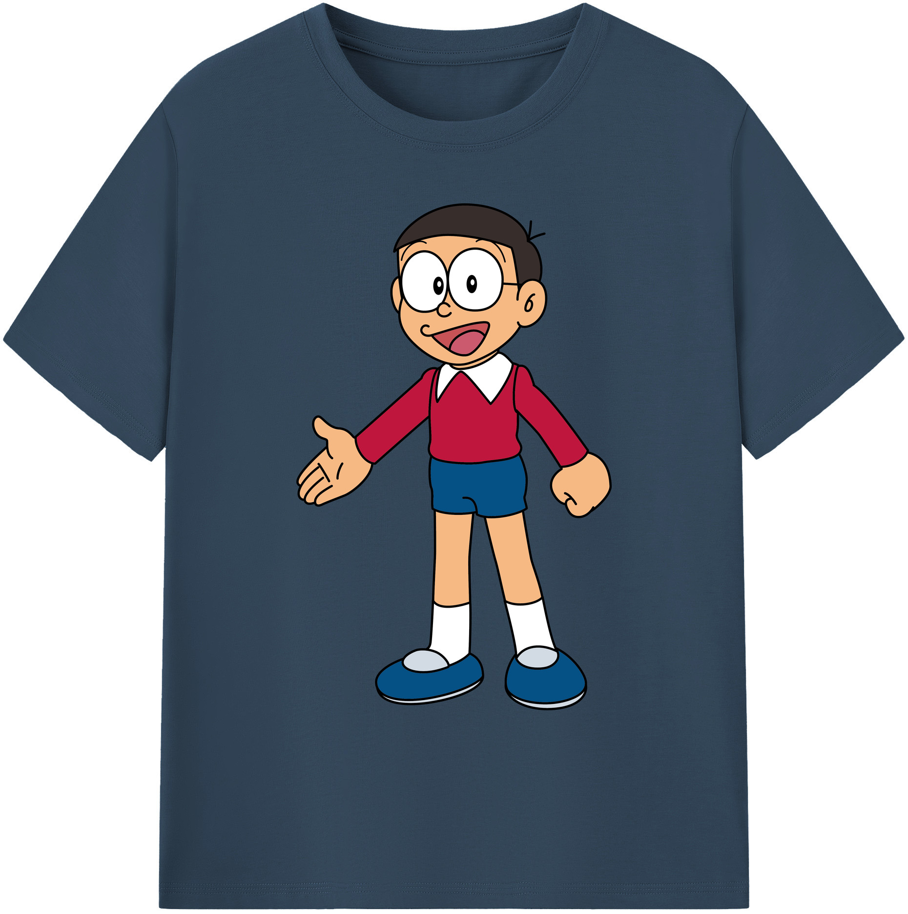 （画像用） ドラえもん 野比 のび太 Doraemon Nobita Nobi 綿100％ メンズ半袖Tシャツ｜肌触りやわらか＆通気性