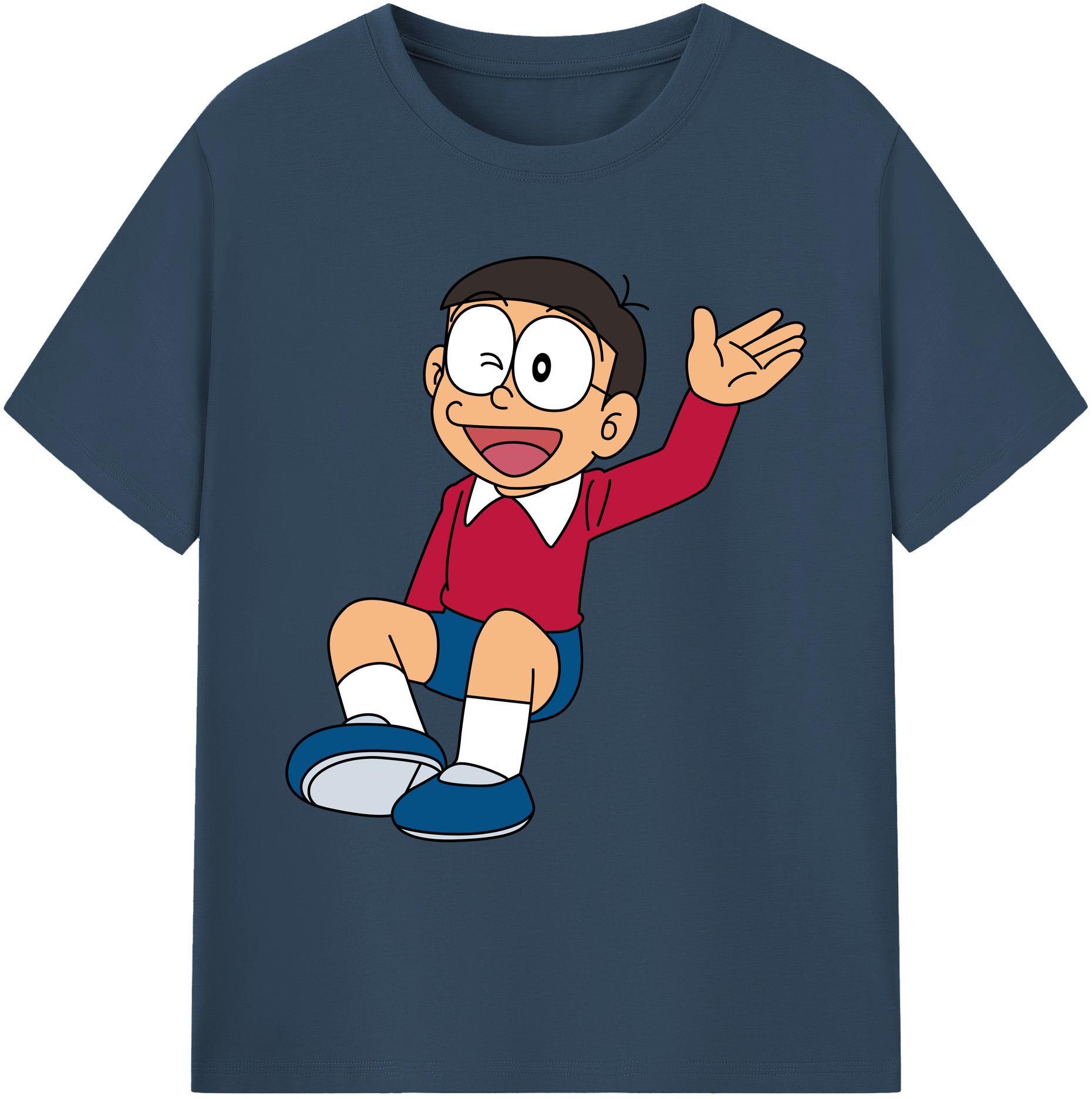 （画像用） ドラえもん 野比 のび太 Doraemon Nobita Nobi 綿100％ メンズ半袖Tシャツ｜肌触りやわらか＆通気性