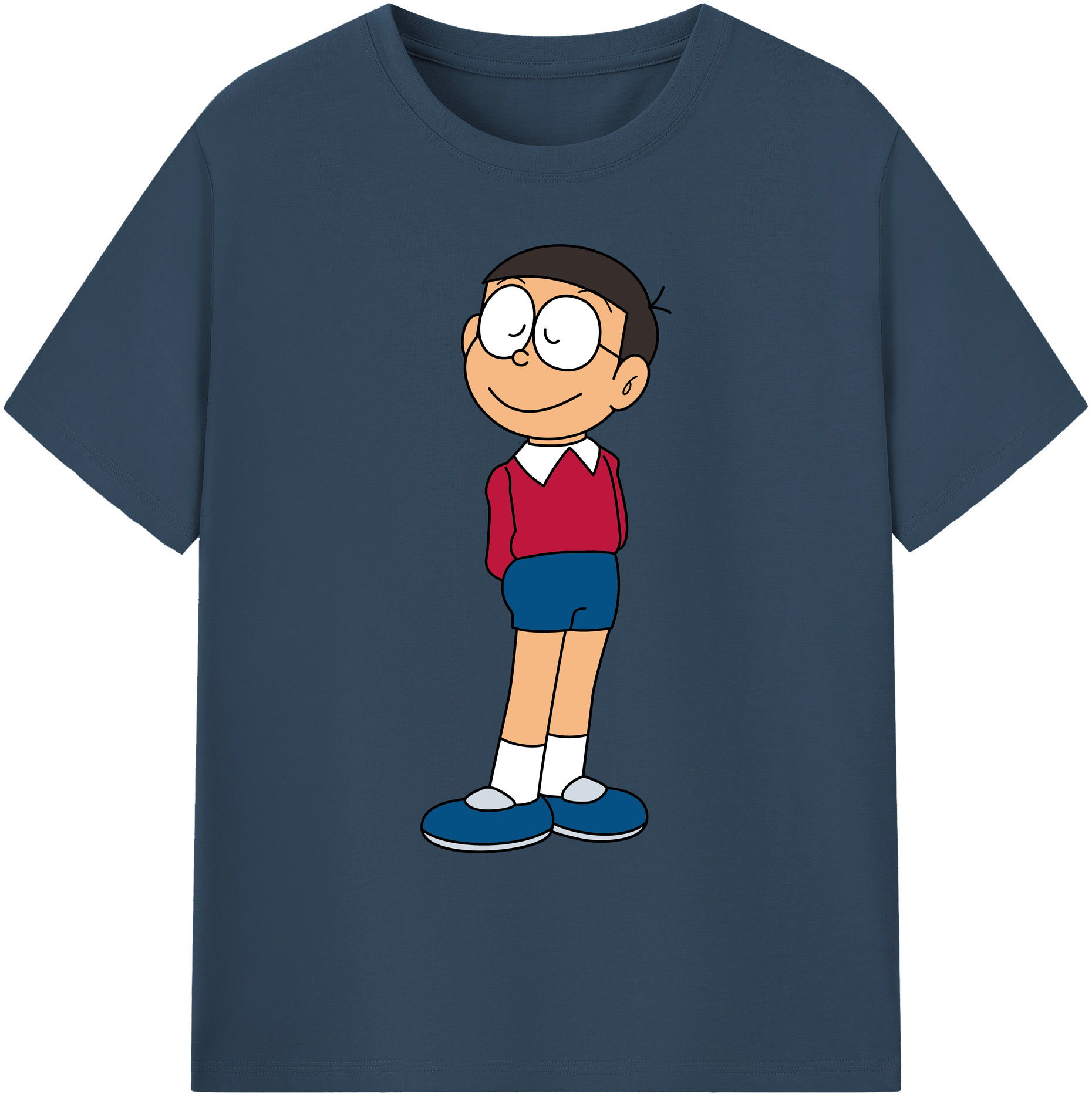 （画像用） ドラえもん 野比 のび太 Doraemon Nobita Nobi 綿100％ メンズ半袖Tシャツ｜肌触りやわらか＆通気性