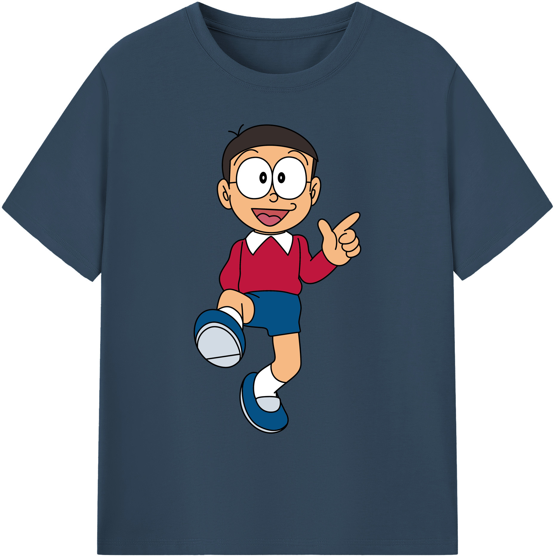 （画像用） ドラえもん 野比 のび太 Doraemon Nobita Nobi 綿100％ メンズ半袖Tシャツ｜肌触りやわらか＆通気性