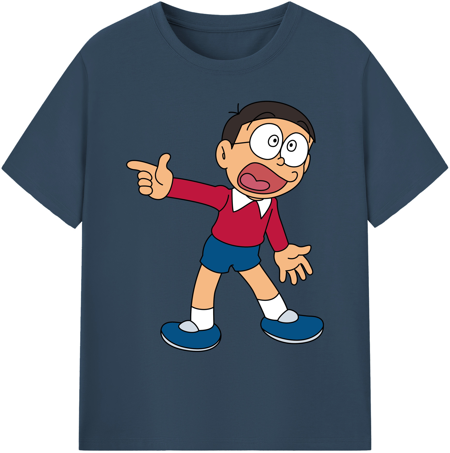 （画像用） ドラえもん 野比 のび太 Doraemon Nobita Nobi 綿100％ メンズ半袖Tシャツ｜肌触りやわらか＆通気性