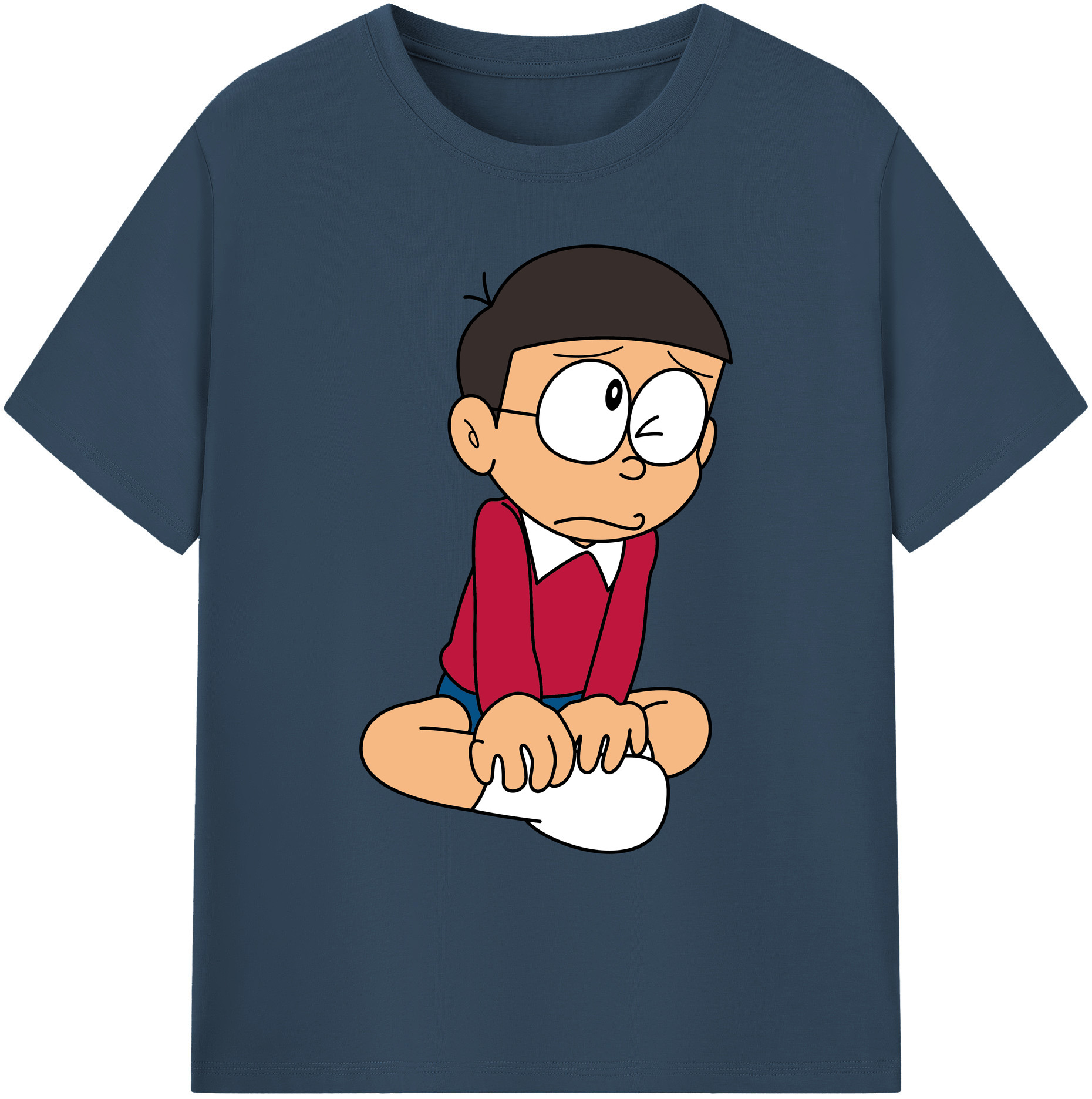（画像用） ドラえもん 野比 のび太 Doraemon Nobita Nobi 綿100％ メンズ半袖Tシャツ｜肌触りやわらか＆通気性