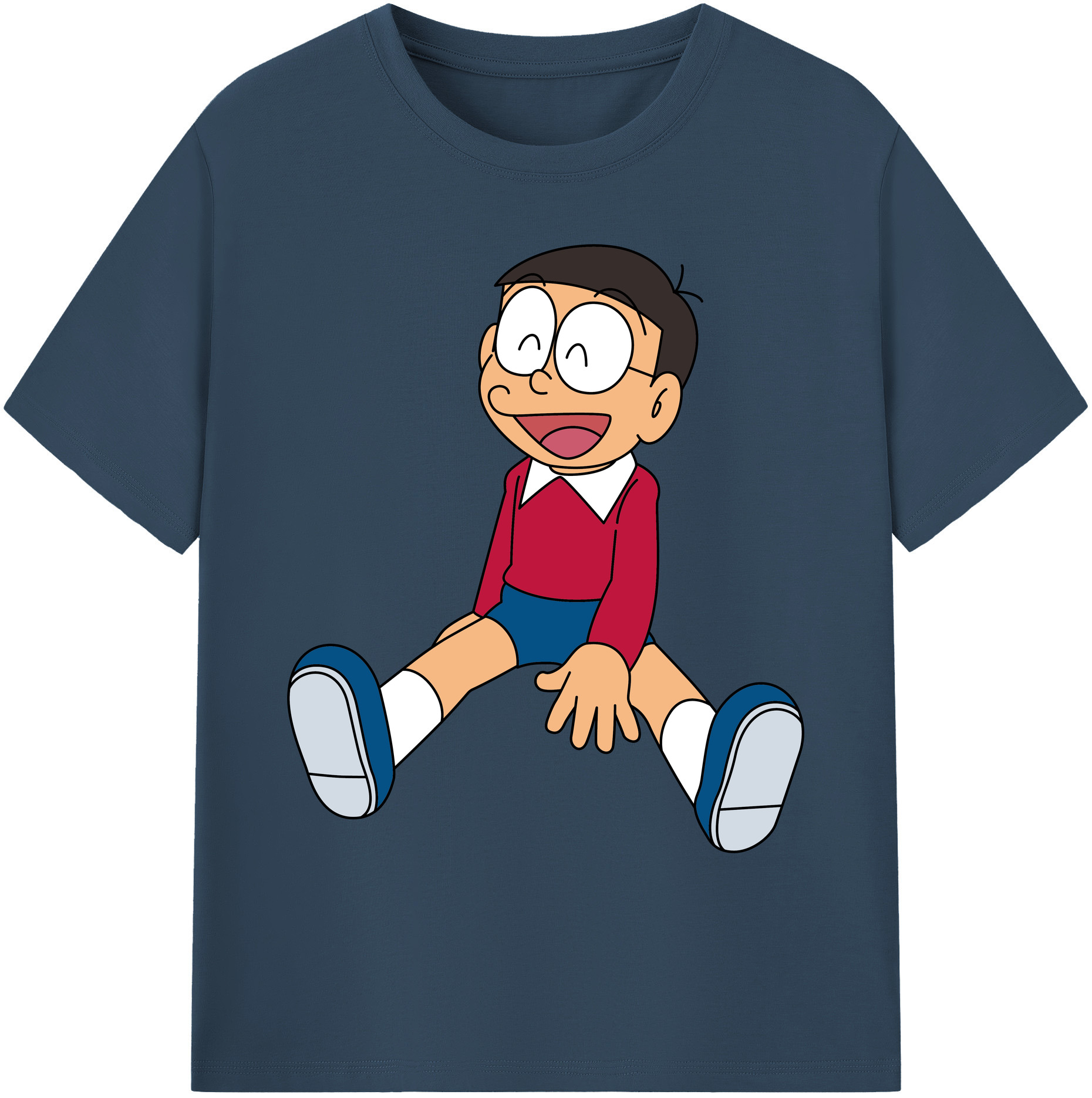 （画像用） ドラえもん 野比 のび太 Doraemon Nobita Nobi 綿100％ メンズ半袖Tシャツ｜肌触りやわらか＆通気性