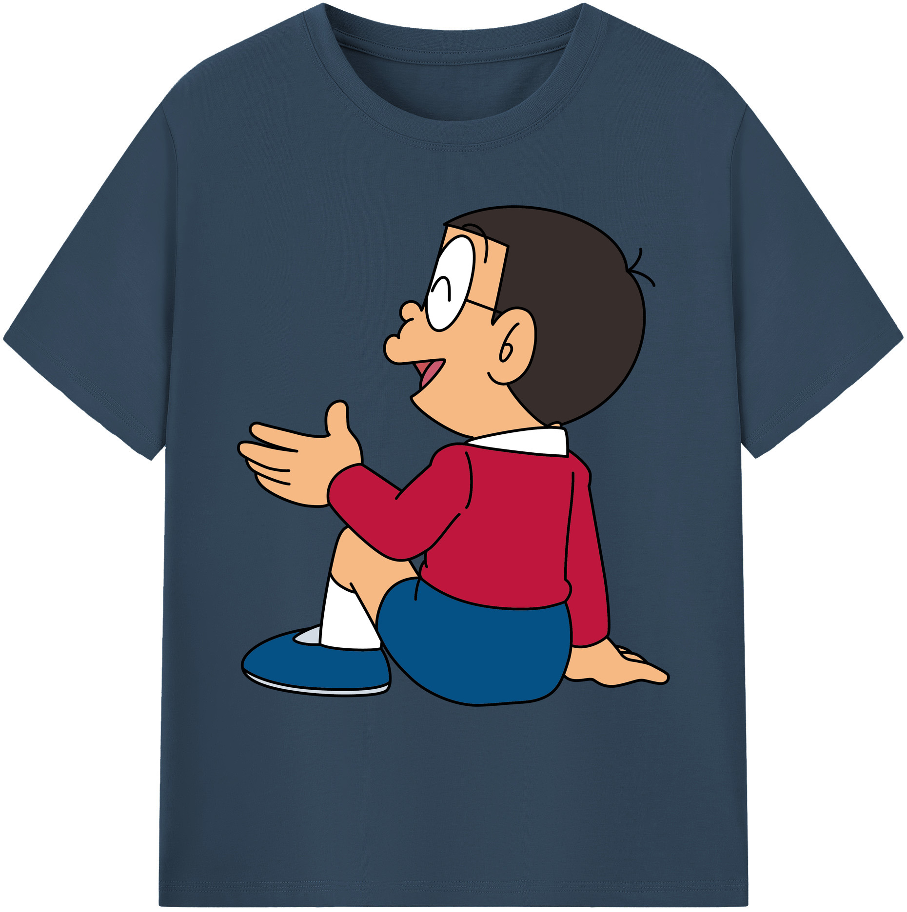 （画像用） ドラえもん 野比 のび太 Doraemon Nobita Nobi 綿100％ メンズ半袖Tシャツ｜肌触りやわらか＆通気性