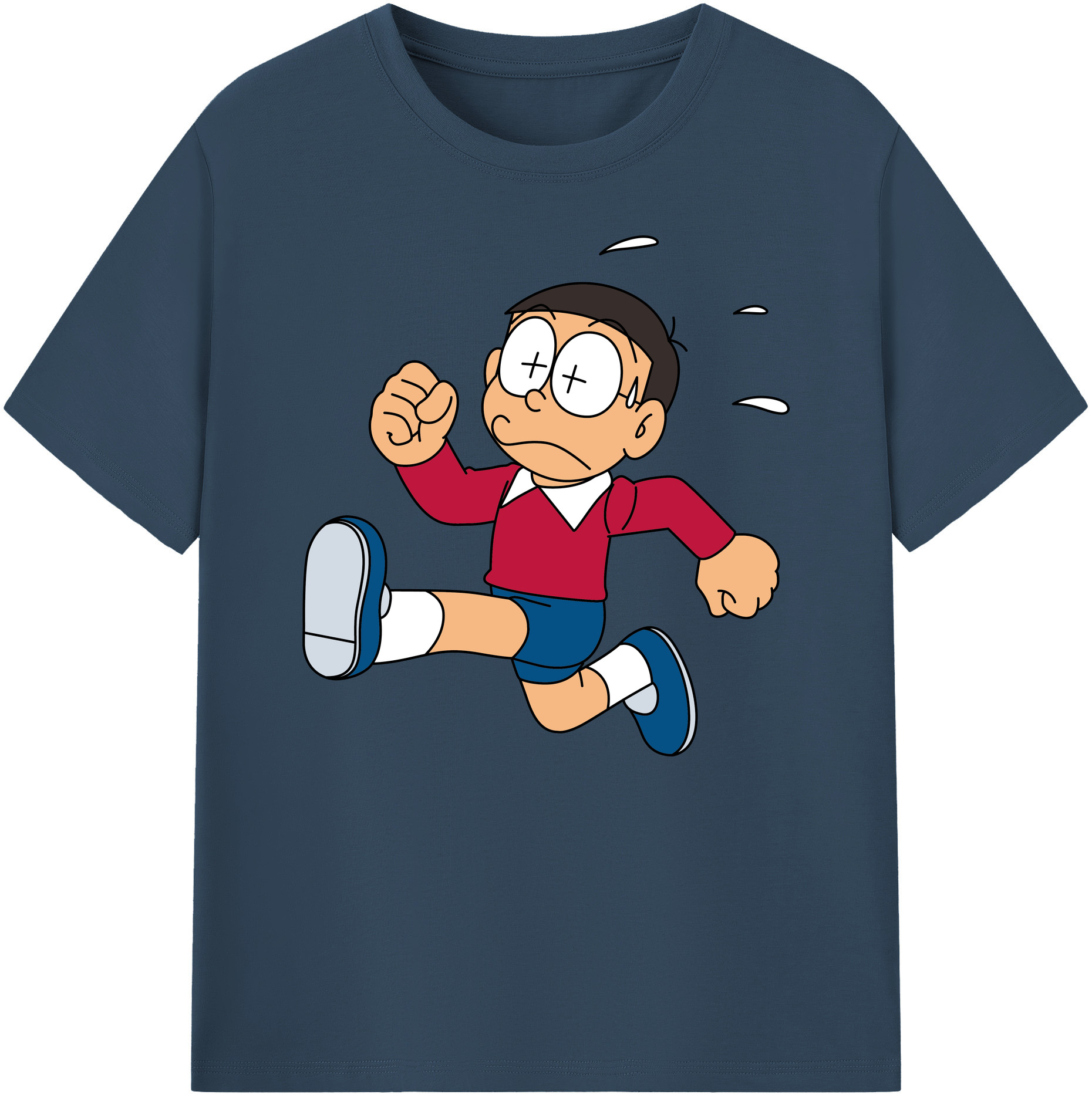 （画像用） ドラえもん 野比 のび太 Doraemon Nobita Nobi 綿100％ メンズ半袖Tシャツ｜肌触りやわらか＆通気性