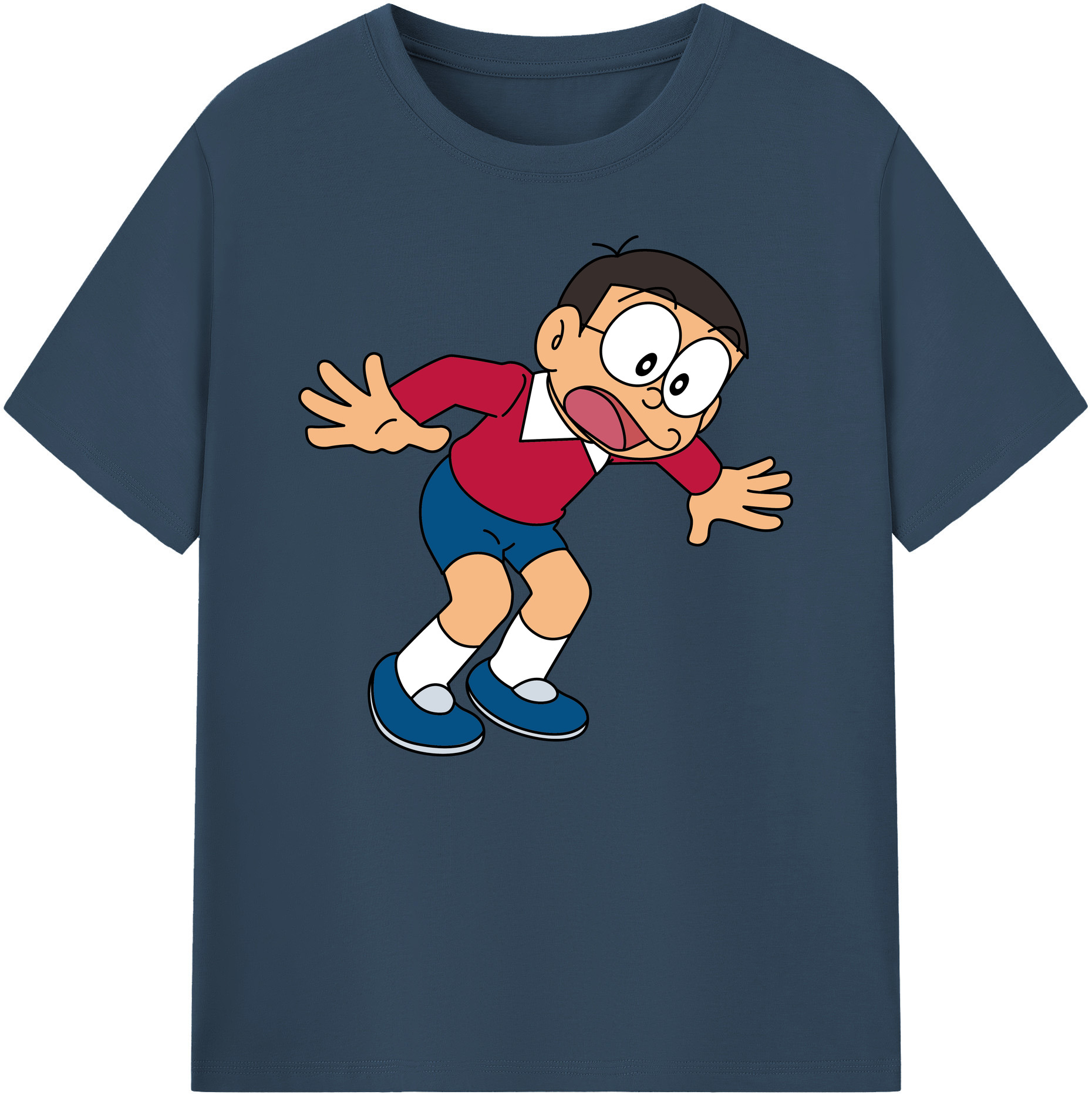 （画像用） ドラえもん 野比 のび太 Doraemon Nobita Nobi 綿100％ メンズ半袖Tシャツ｜肌触りやわらか＆通気性