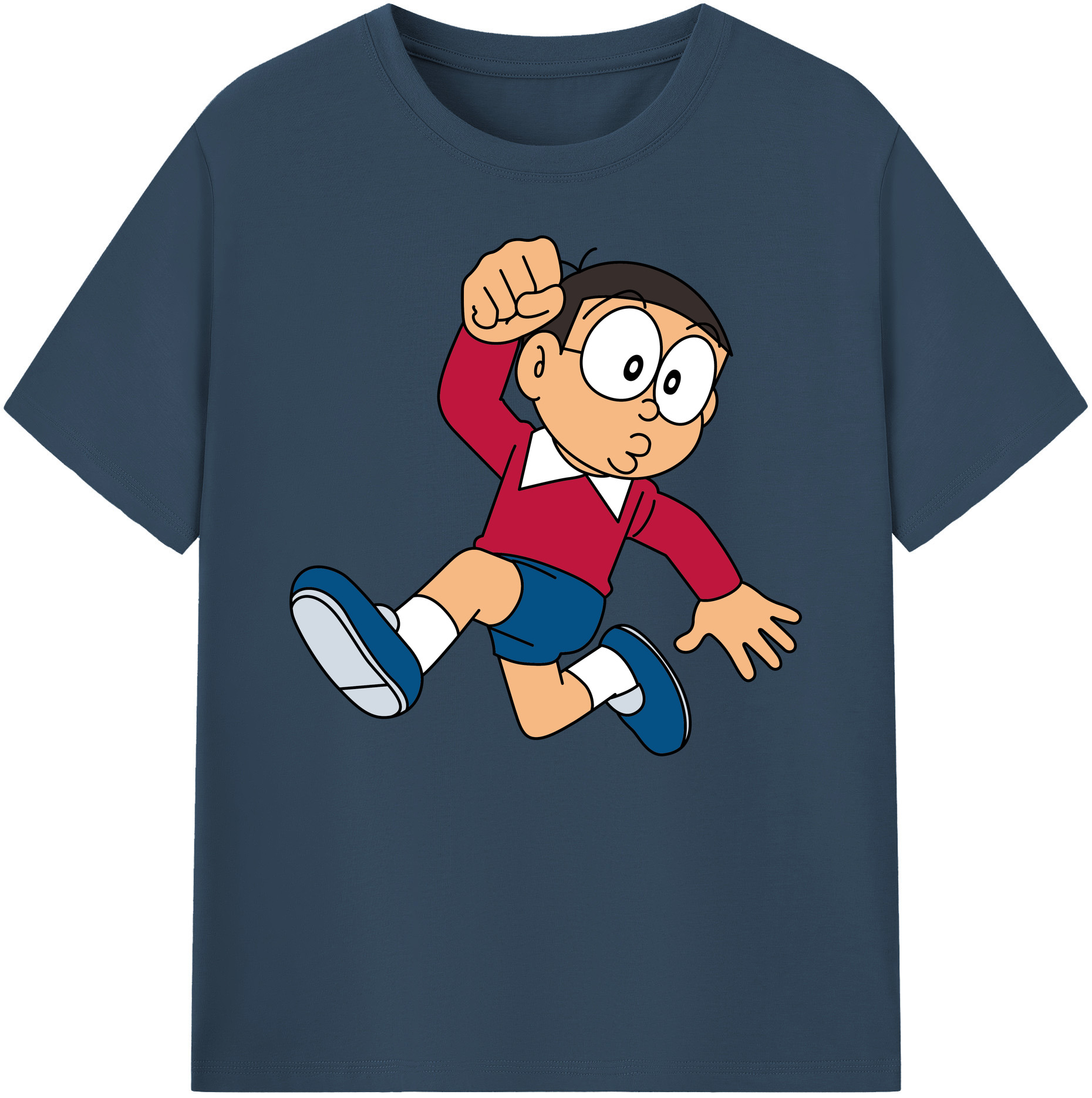 （画像用） ドラえもん 野比 のび太 Doraemon Nobita Nobi 綿100％ メンズ半袖Tシャツ｜肌触りやわらか＆通気性