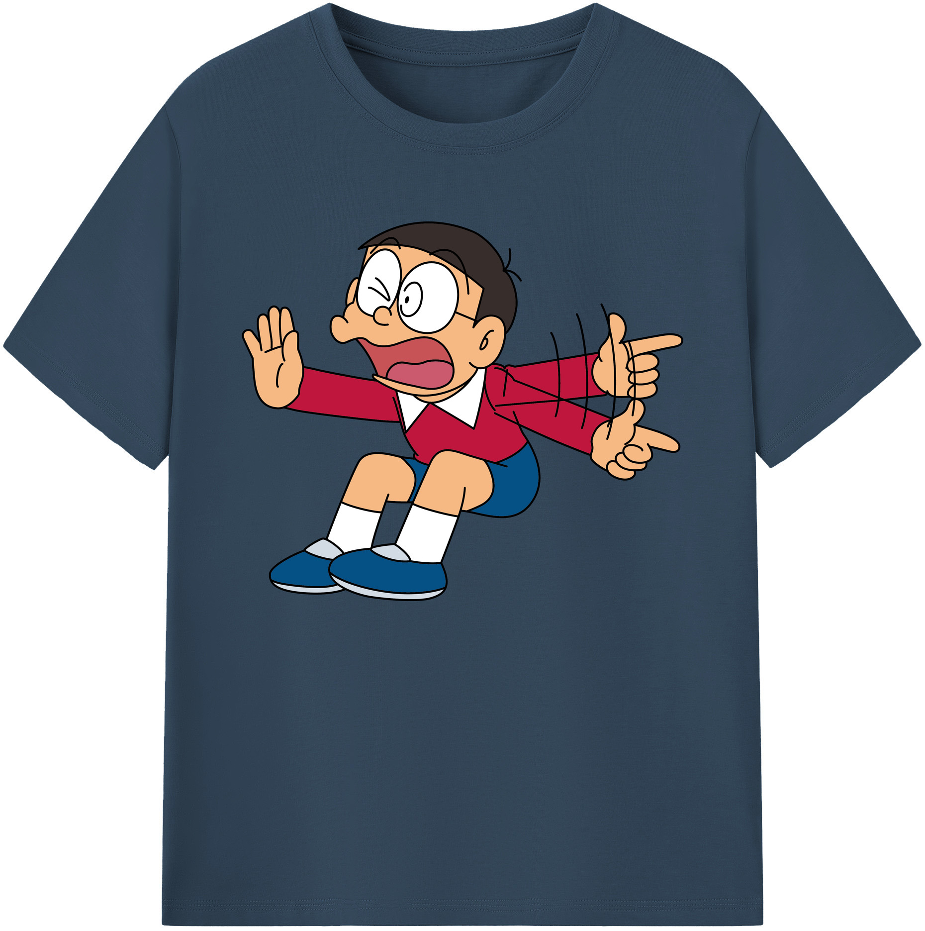 （画像用） ドラえもん 野比 のび太 Doraemon Nobita Nobi 綿100％ メンズ半袖Tシャツ｜肌触りやわらか＆通気性