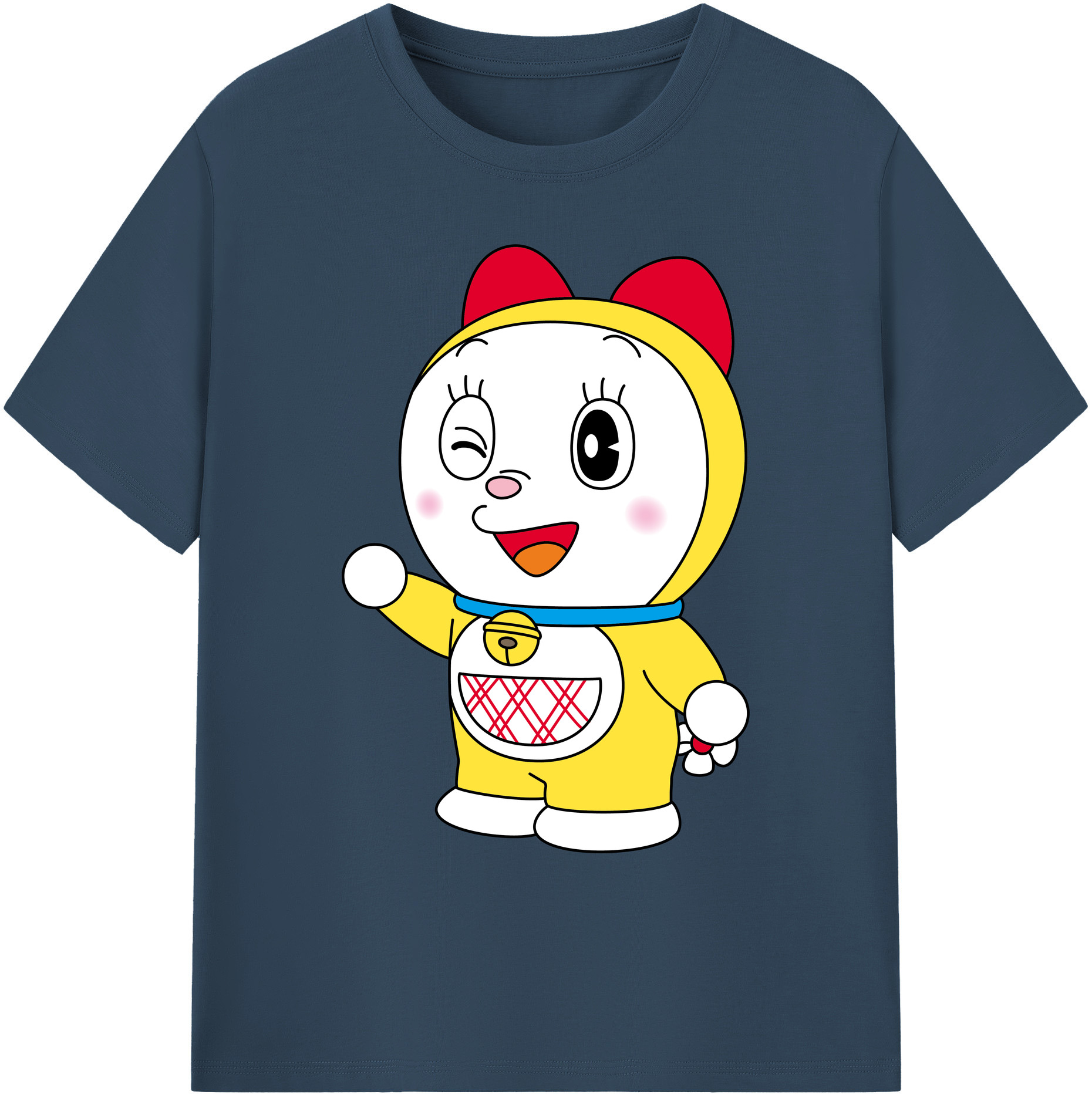 （画像用） ドラえもん ドラミ Doraemon Dorami 綿100％ メンズ半袖Tシャツ｜肌触りやわらか＆通気性