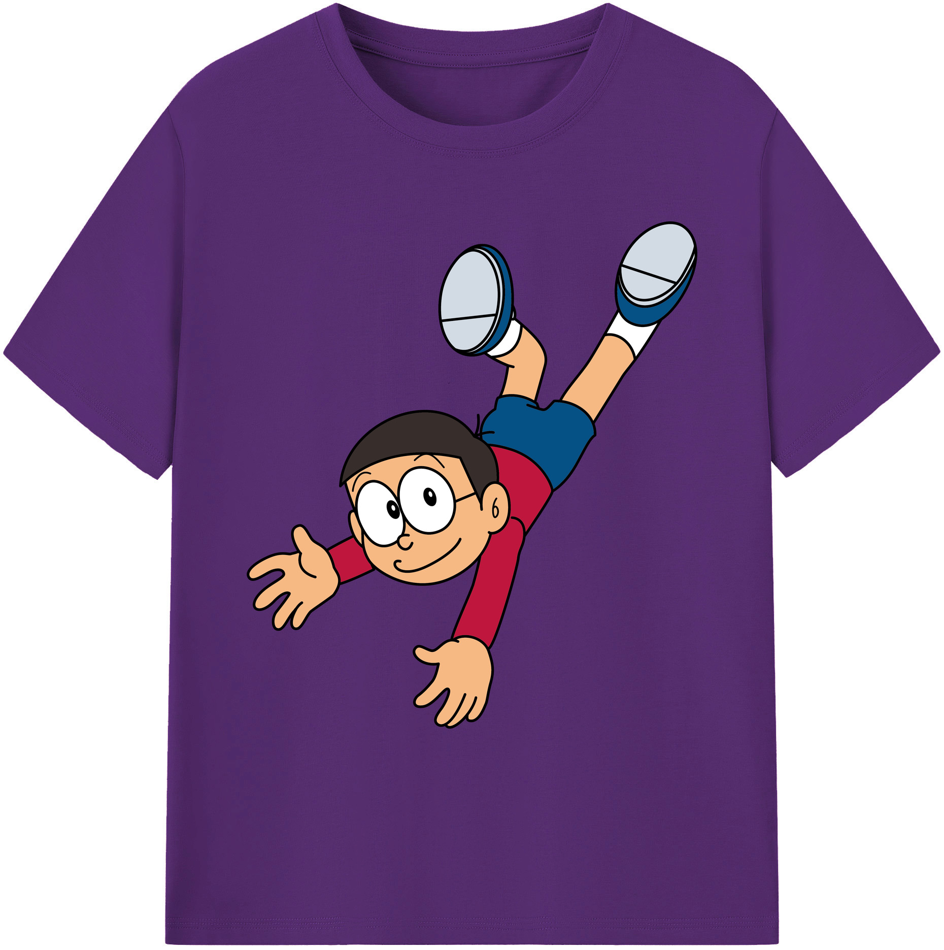 （画像用） ドラえもん 野比 のび太 Doraemon Nobita Nobi 綿100％ メンズ半袖Tシャツ｜肌触りやわらか＆通気性