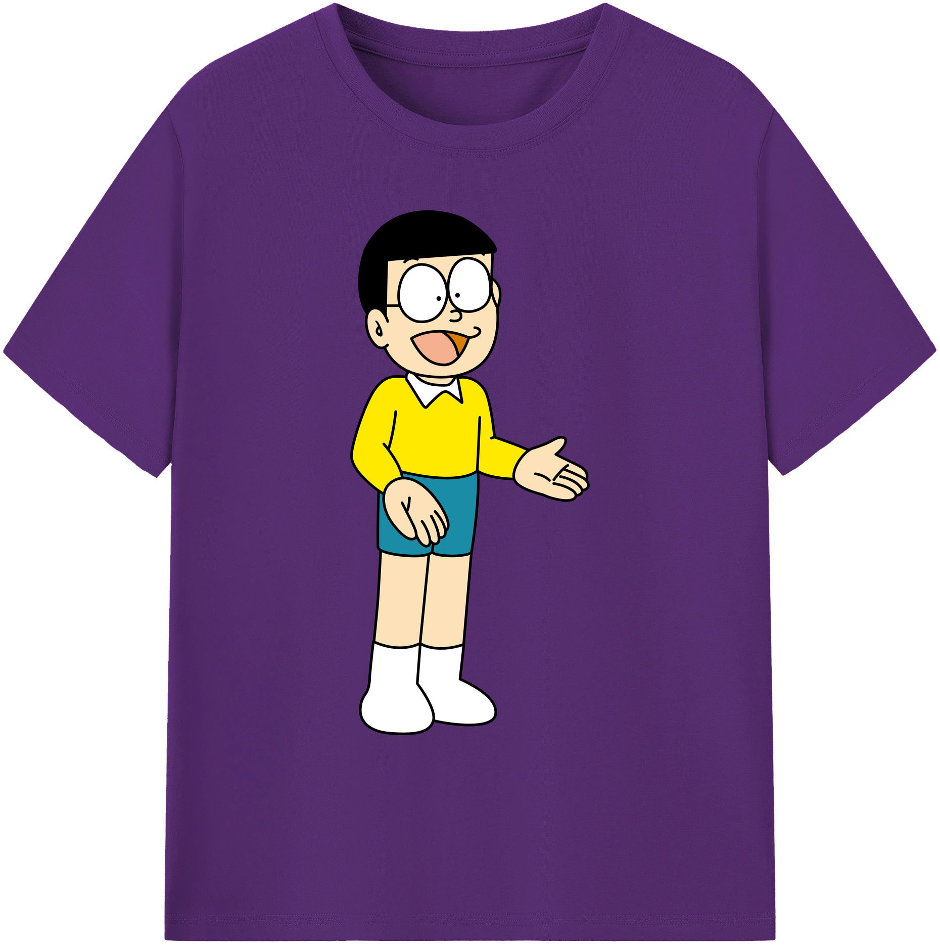 （画像用） ドラえもん 野比 のび太 Doraemon Nobita Nobi 綿100％ メンズ半袖Tシャツ｜肌触りやわらか＆通気性