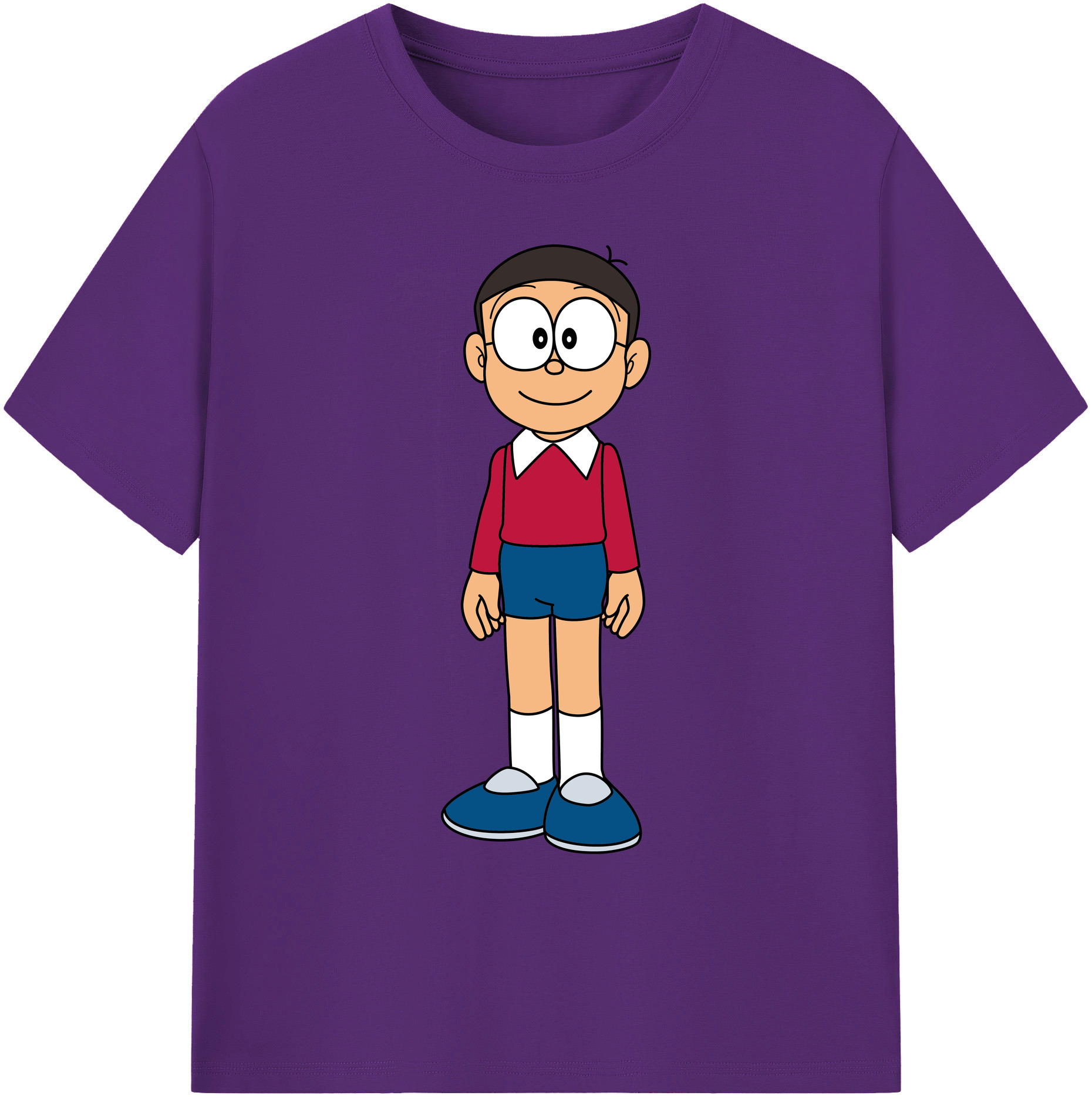 （画像用） ドラえもん 野比 のび太 Doraemon Nobita Nobi 綿100％ メンズ半袖Tシャツ｜肌触りやわらか＆通気性