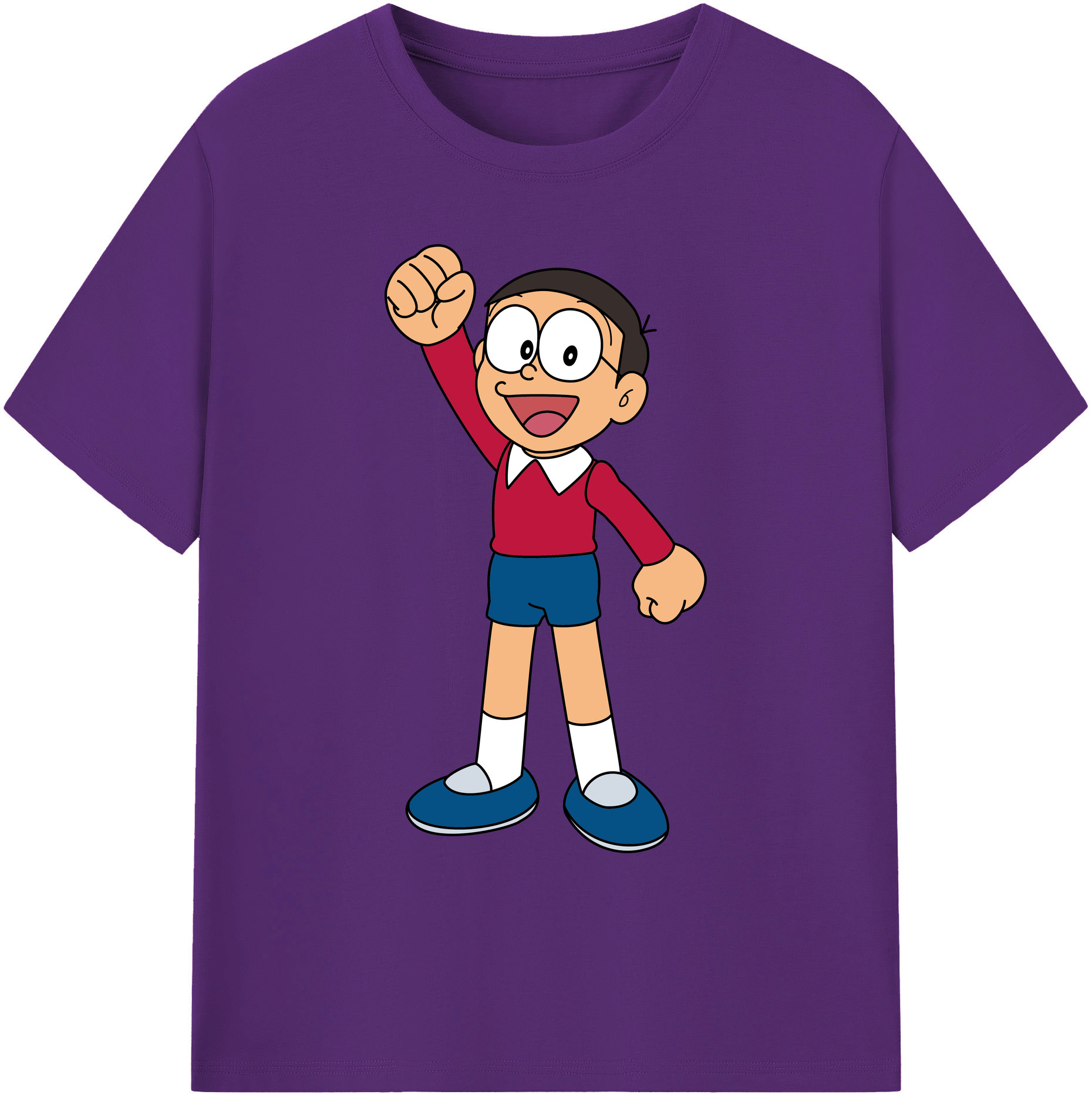 （画像用） ドラえもん 野比 のび太 Doraemon Nobita Nobi 綿100％ メンズ半袖Tシャツ｜肌触りやわらか＆通気性