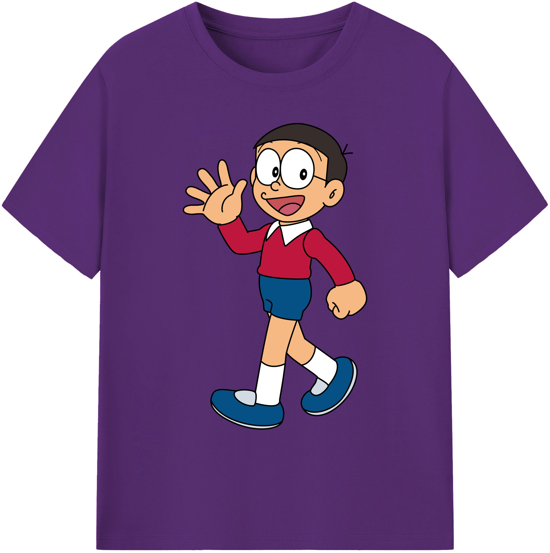 （画像用） ドラえもん 野比 のび太 Doraemon Nobita Nobi 綿100％ メンズ半袖Tシャツ｜肌触りやわらか＆通気性