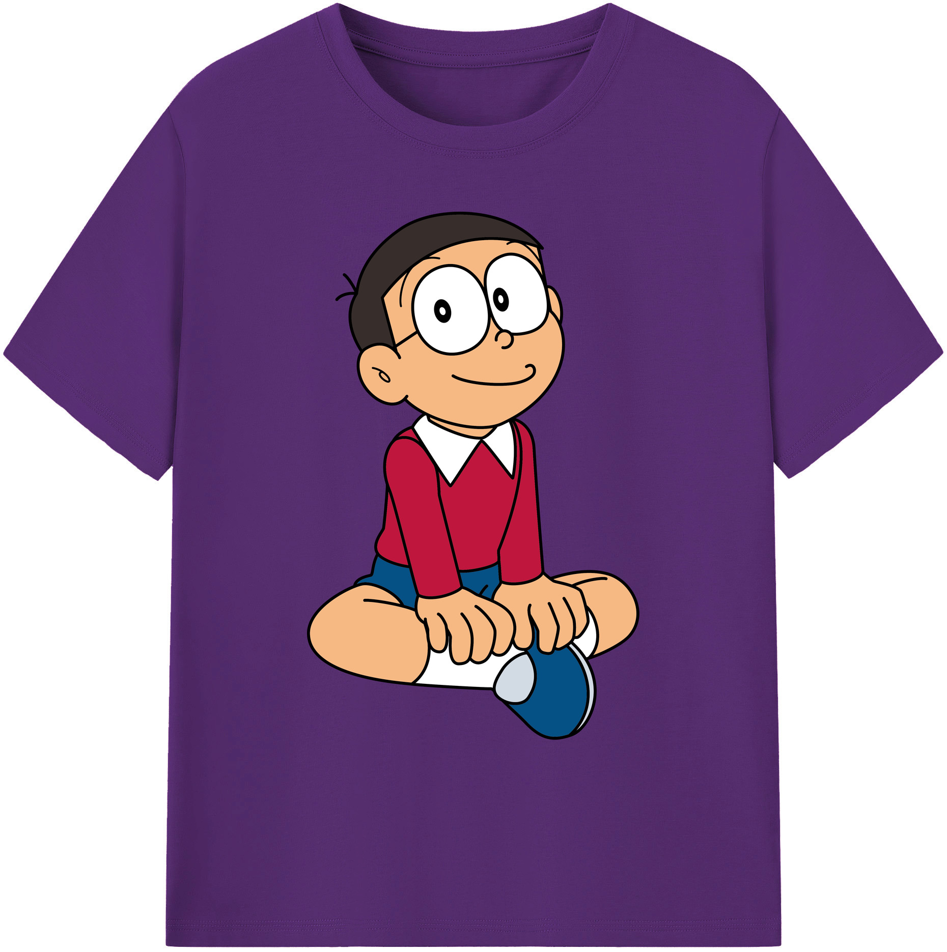 （画像用） ドラえもん 野比 のび太 Doraemon Nobita Nobi 綿100％ メンズ半袖Tシャツ｜肌触りやわらか＆通気性