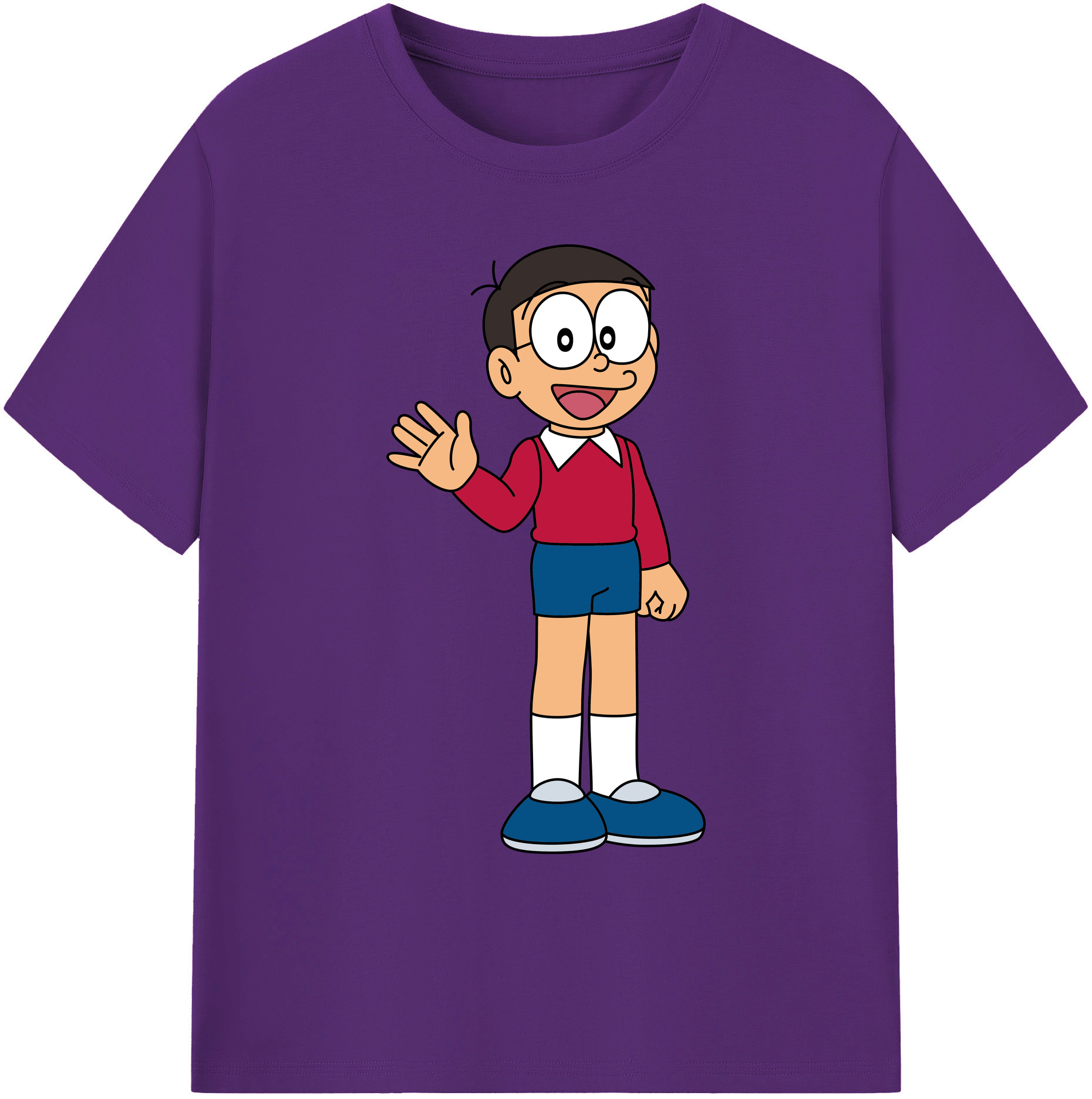 （画像用） ドラえもん 野比 のび太 Doraemon Nobita Nobi 綿100％ メンズ半袖Tシャツ｜肌触りやわらか＆通気性