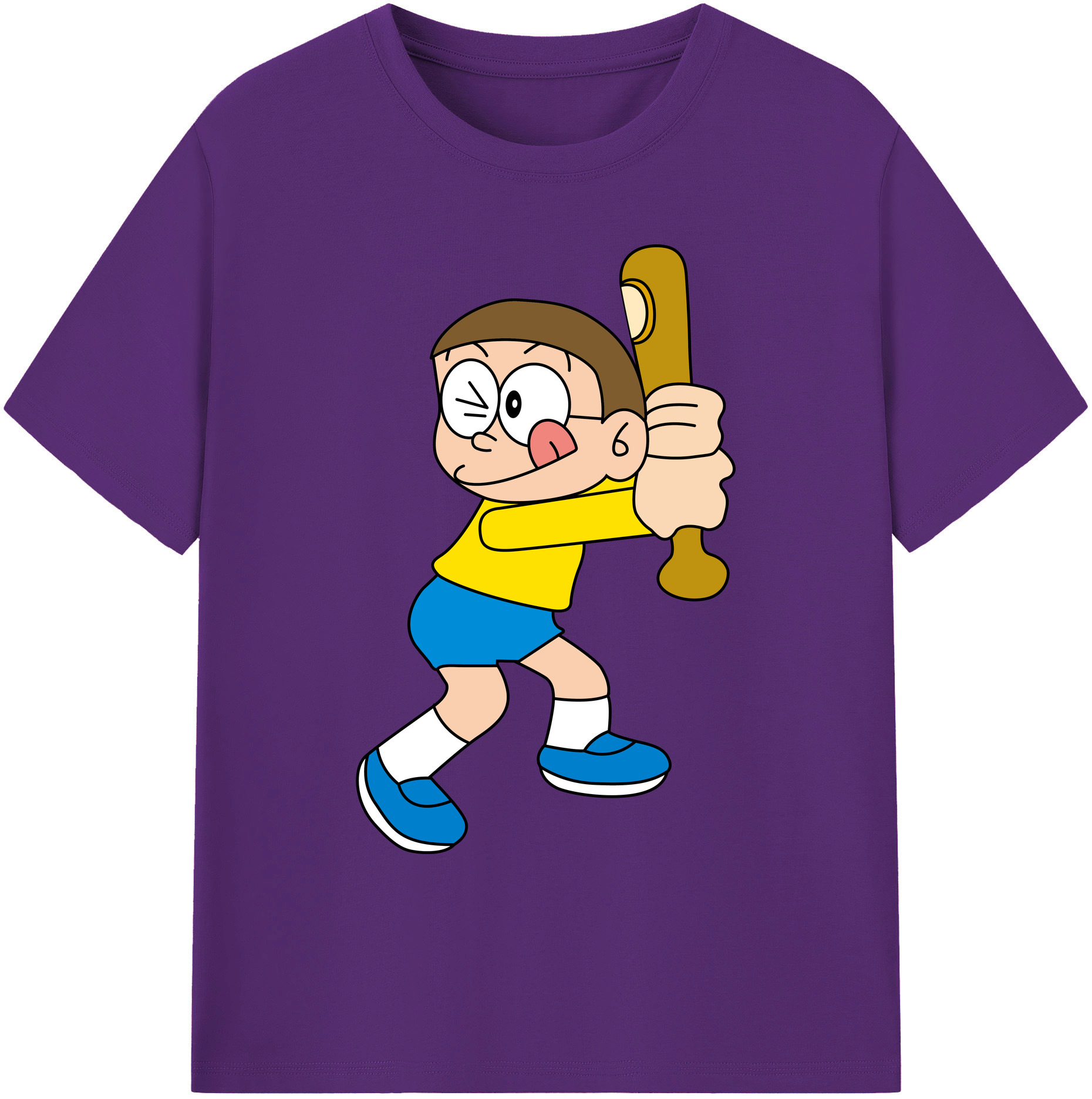 （画像用） ドラえもん 野比 のび太 Doraemon Nobita Nobi 綿100％ メンズ半袖Tシャツ｜肌触りやわらか＆通気性
