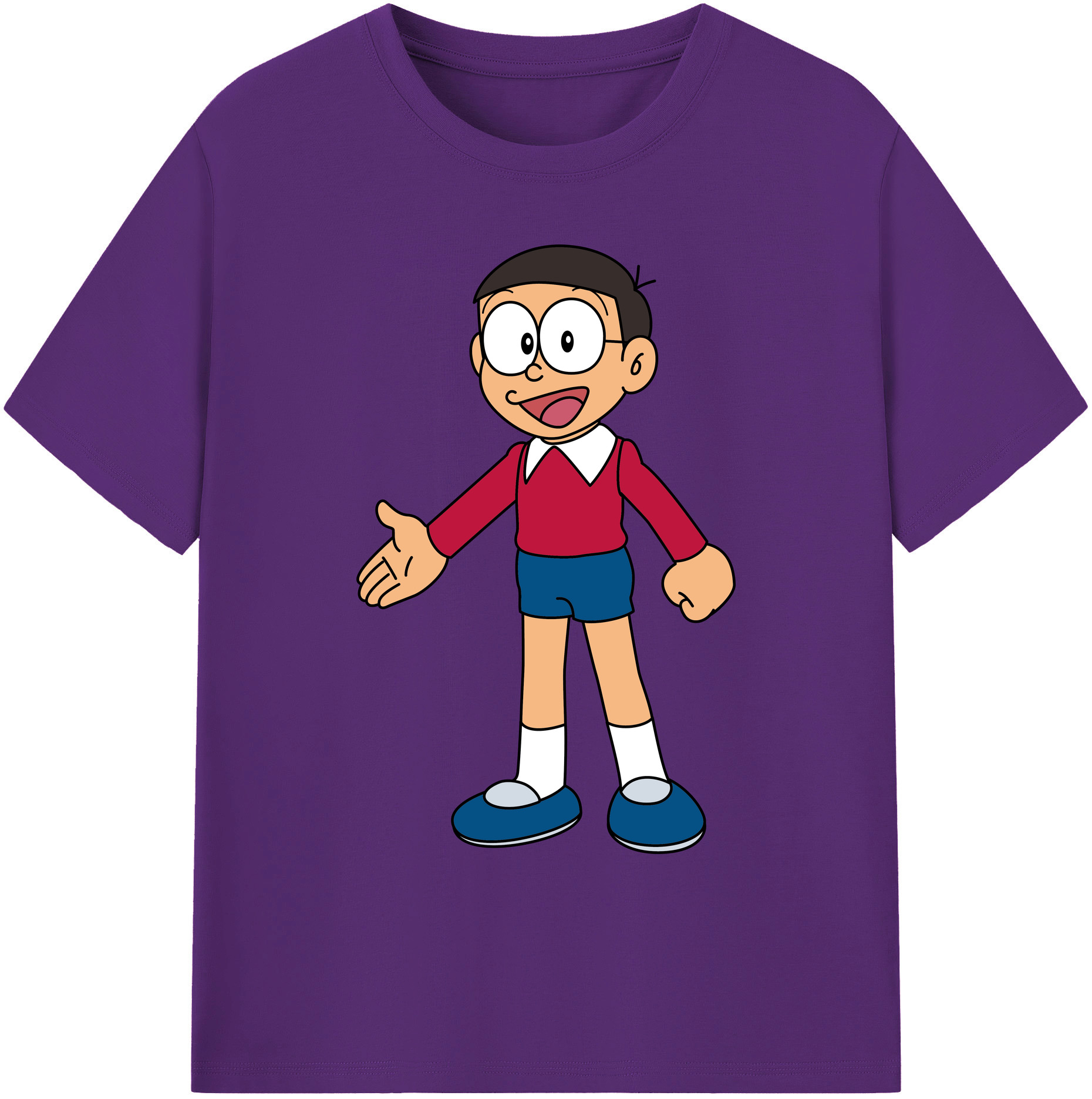 （画像用） ドラえもん 野比 のび太 Doraemon Nobita Nobi 綿100％ メンズ半袖Tシャツ｜肌触りやわらか＆通気性