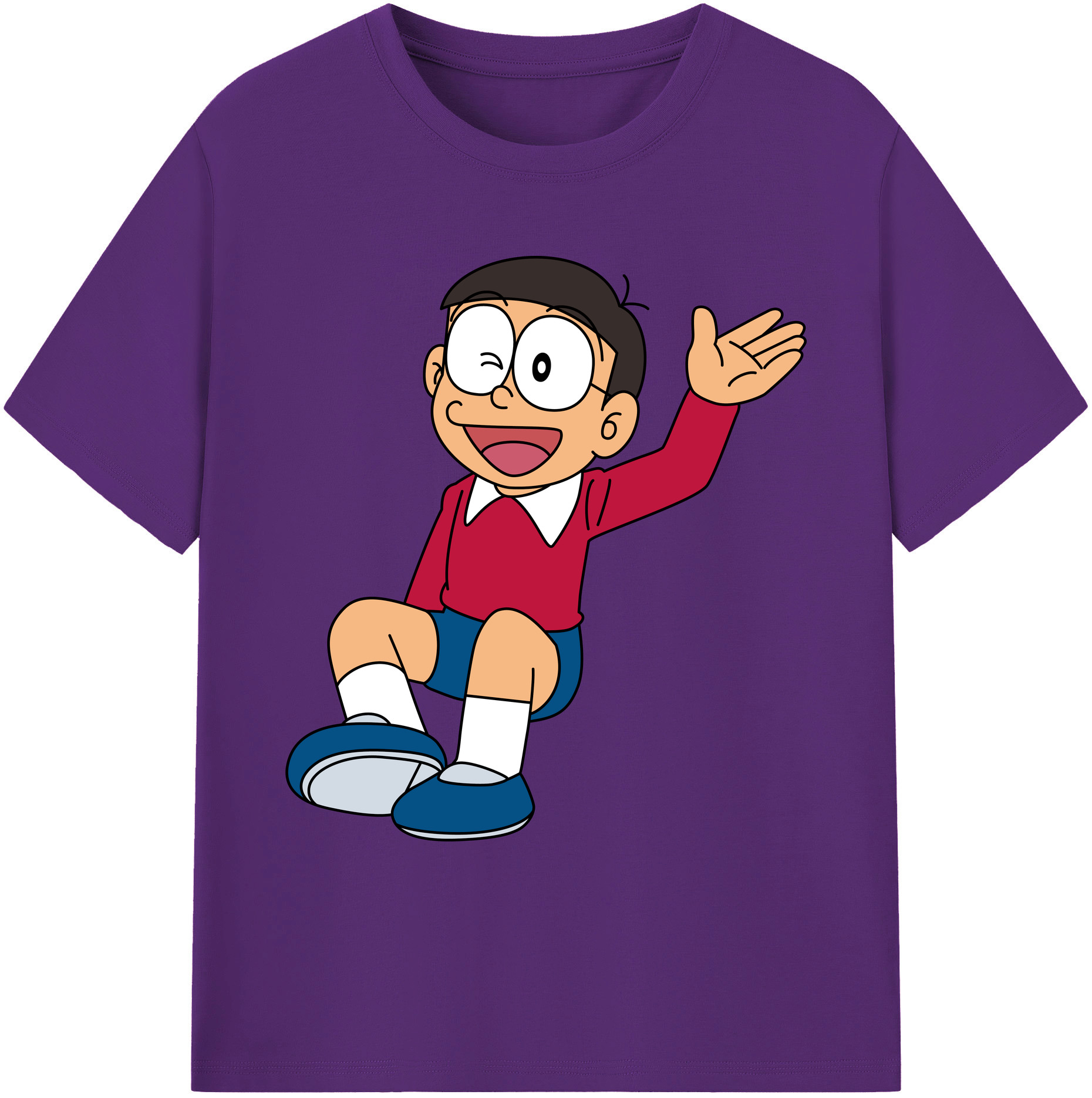 （画像用） ドラえもん 野比 のび太 Doraemon Nobita Nobi 綿100％ メンズ半袖Tシャツ｜肌触りやわらか＆通気性