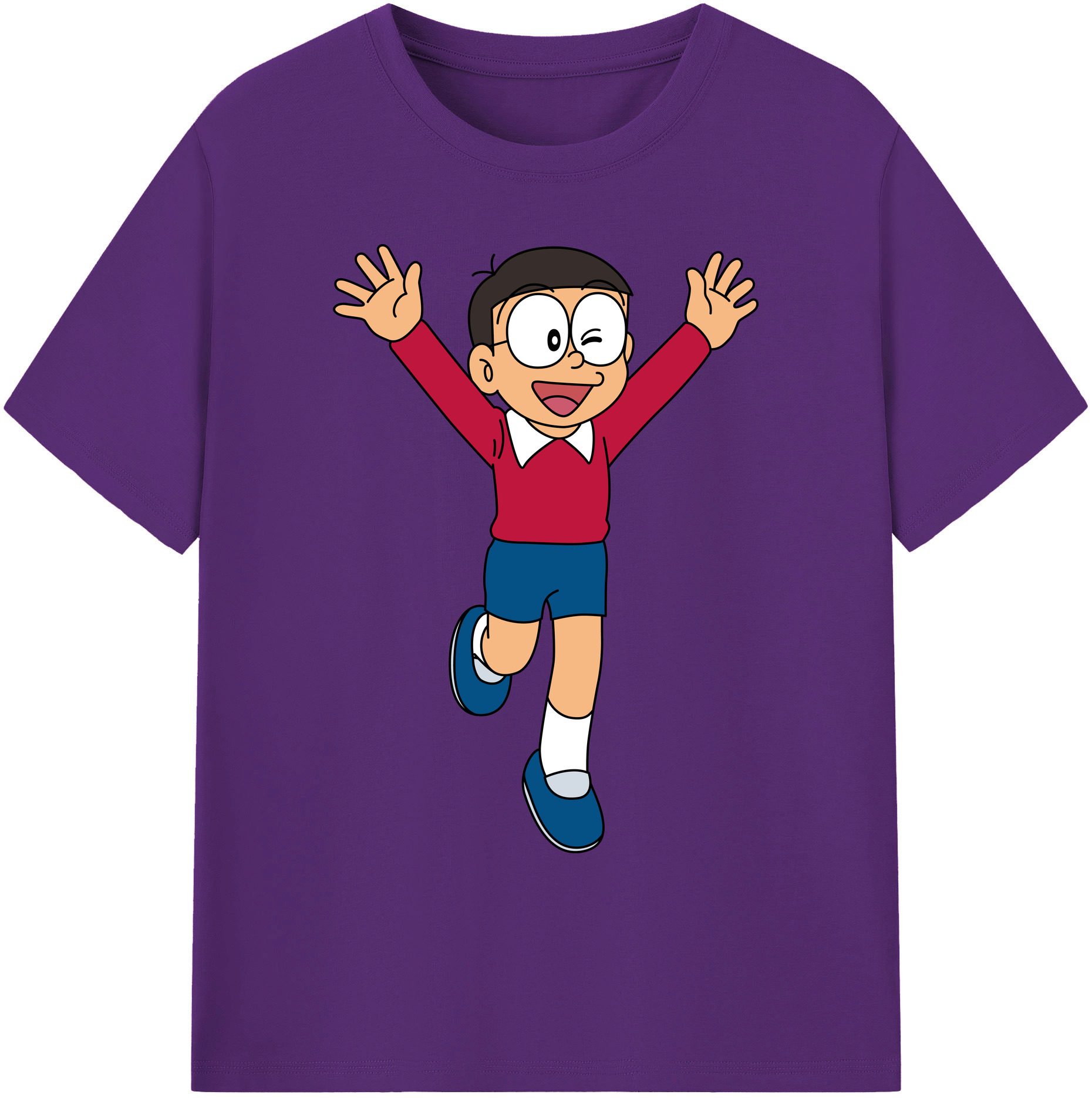 （画像用） ドラえもん 野比 のび太 Doraemon Nobita Nobi 綿100％ メンズ半袖Tシャツ｜肌触りやわらか＆通気性
