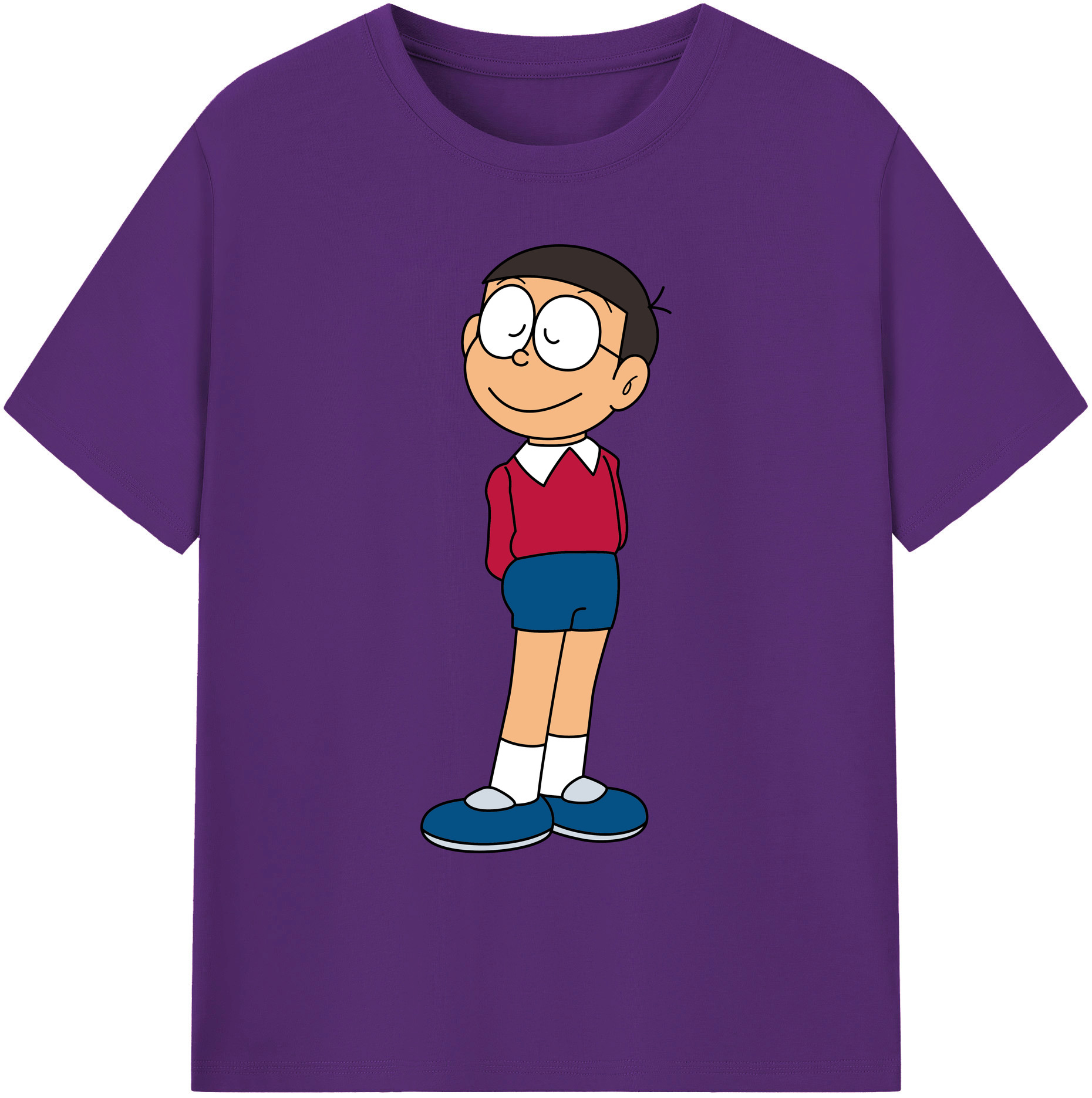 （画像用） ドラえもん 野比 のび太 Doraemon Nobita Nobi 綿100％ メンズ半袖Tシャツ｜肌触りやわらか＆通気性