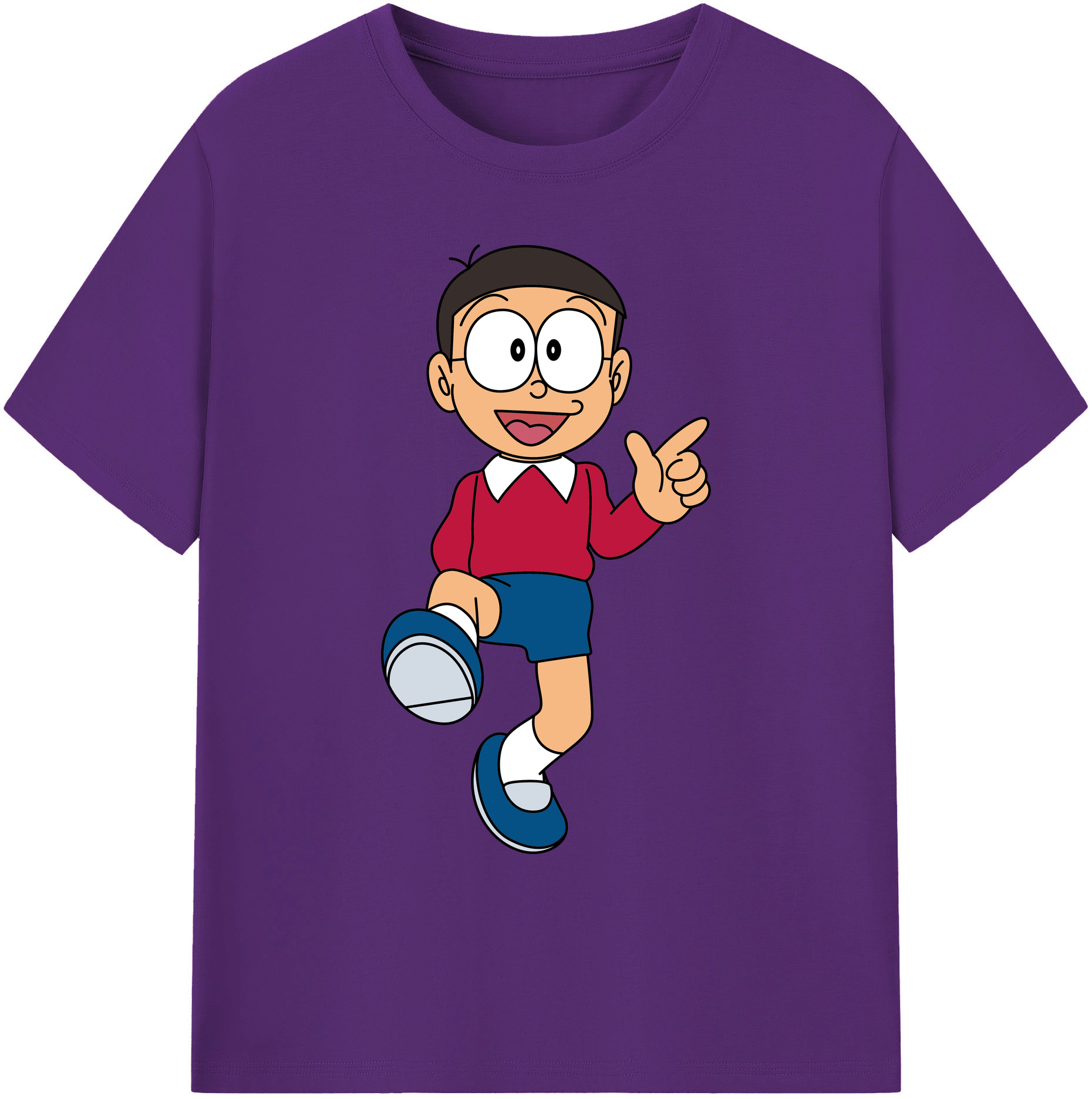 （画像用） ドラえもん 野比 のび太 Doraemon Nobita Nobi 綿100％ メンズ半袖Tシャツ｜肌触りやわらか＆通気性