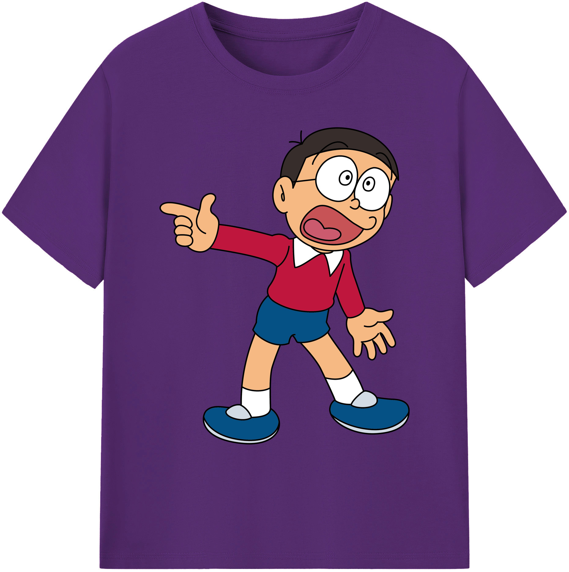 （画像用） ドラえもん 野比 のび太 Doraemon Nobita Nobi 綿100％ メンズ半袖Tシャツ｜肌触りやわらか＆通気性